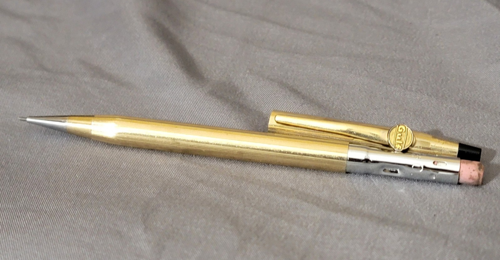 Vintage CROSS Gold Filled Mechanical Pencil USA GULF Gas Emblem