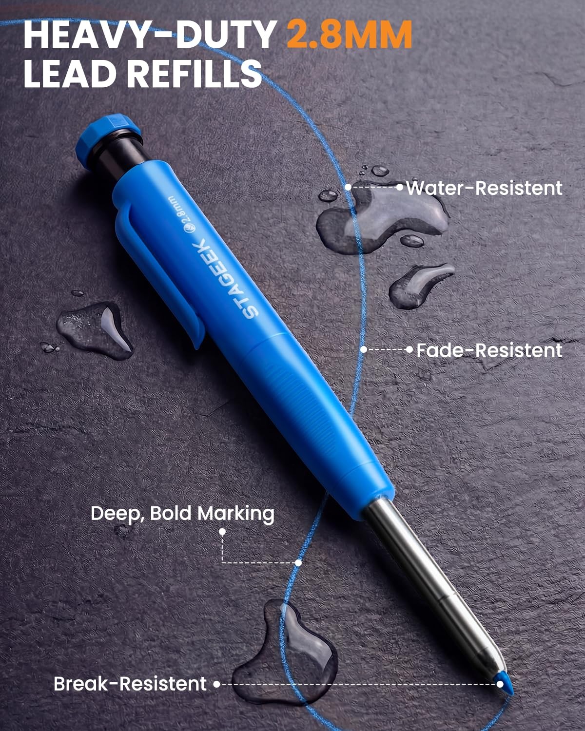 36PCS Carpenter Pencil Refills, 2.8mm Lead Refills, Break Resistant for Mecha…