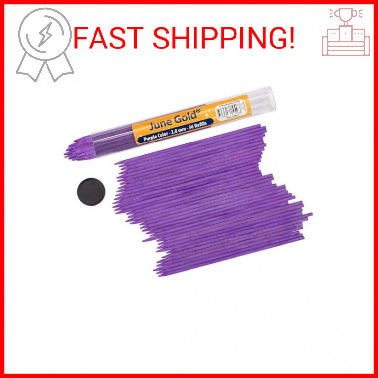 June Gold 36 Purple (Amethyst #106) Colored 2.0 mm Lead Refills, Bold Thickness