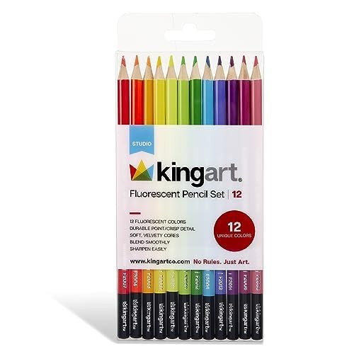 KINGART Neon Colored Pencils, 12 pc, for Adult 12 Count (Pack of 1),