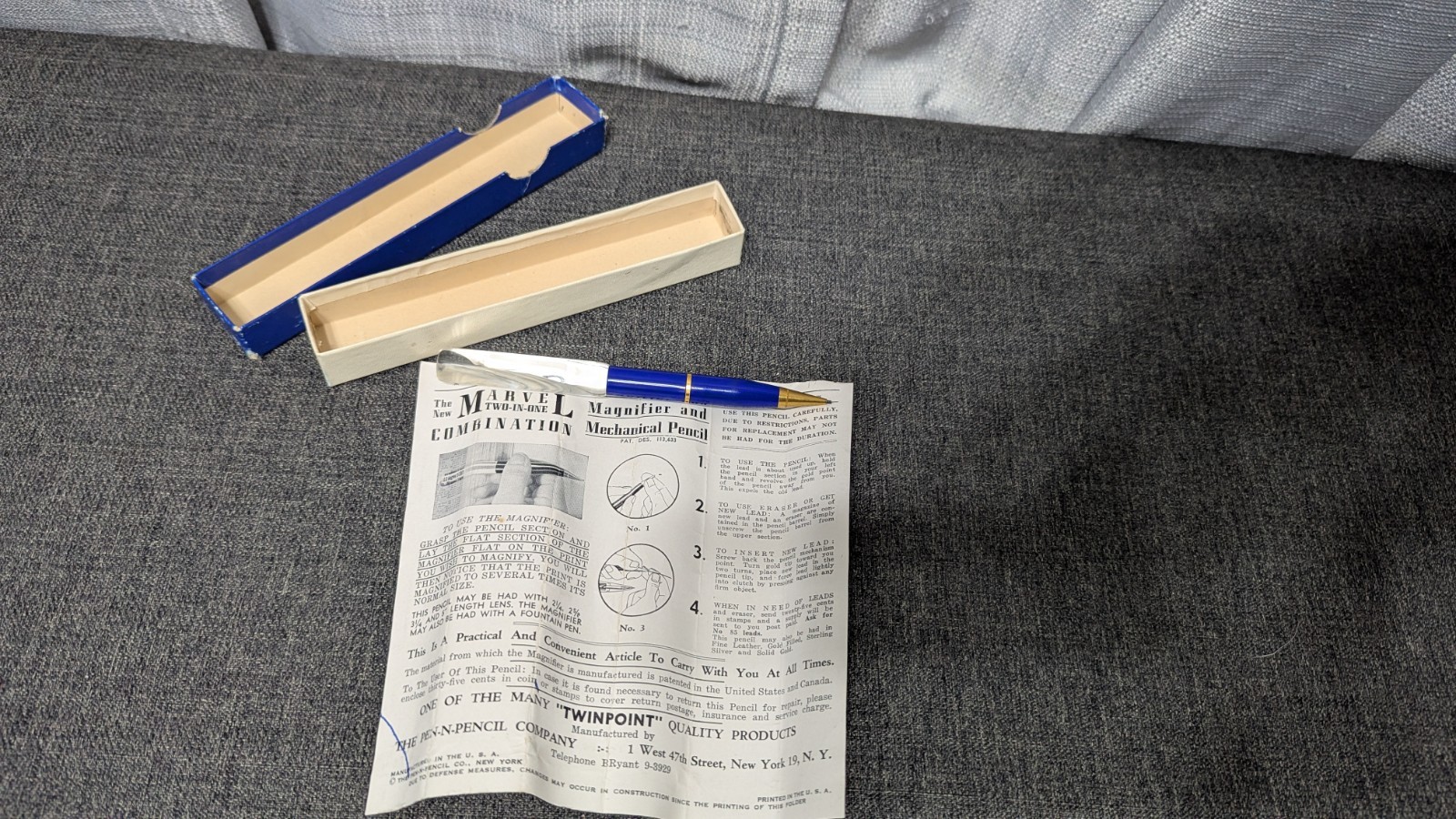 The Marvel Two-in-one Magnifier And Mechanical Pencil Vintage Blue