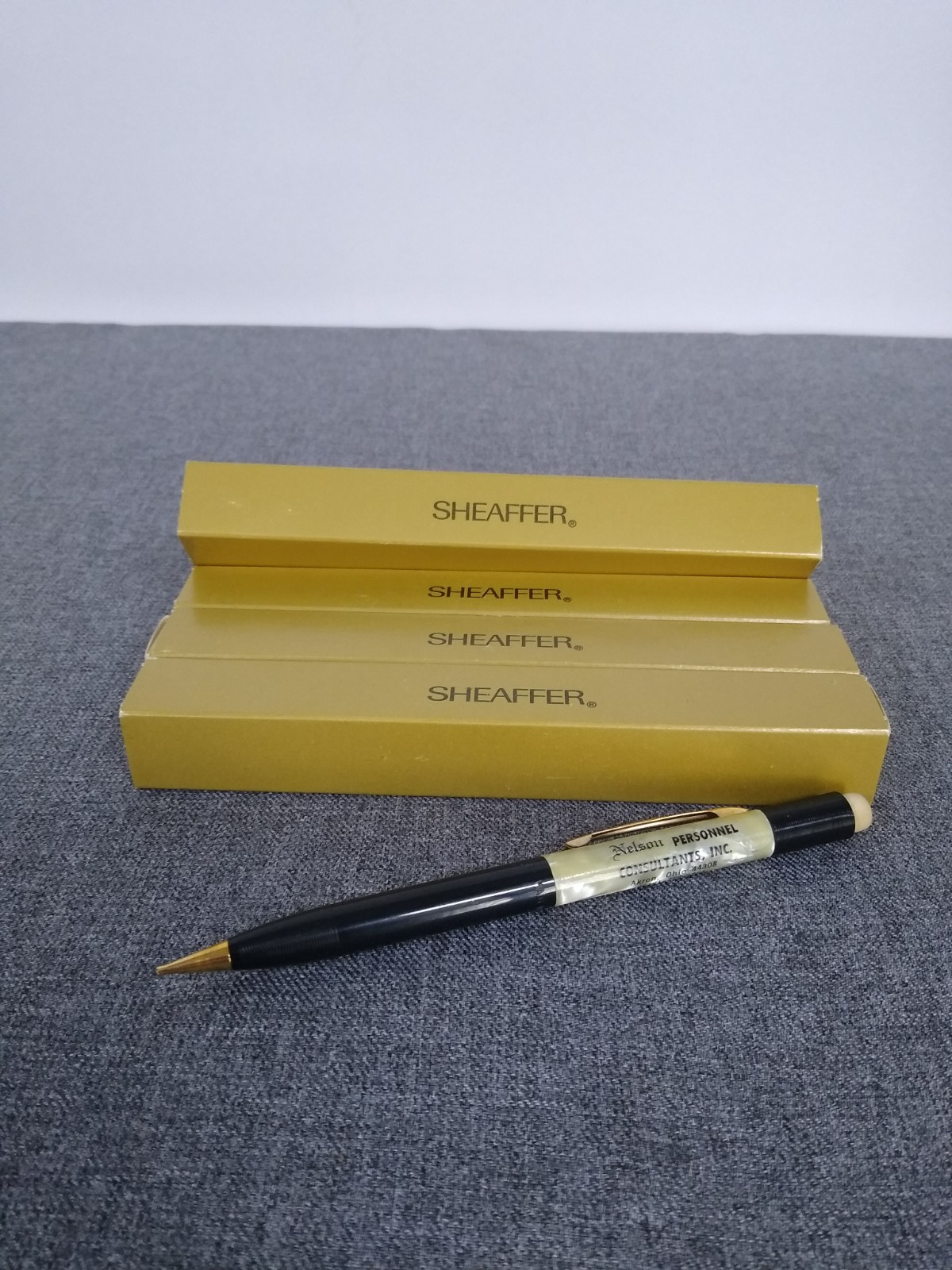 Vintage Sheaffer mechanical pencil, NOS, lot of 4, pearlie barrel, advertisement
