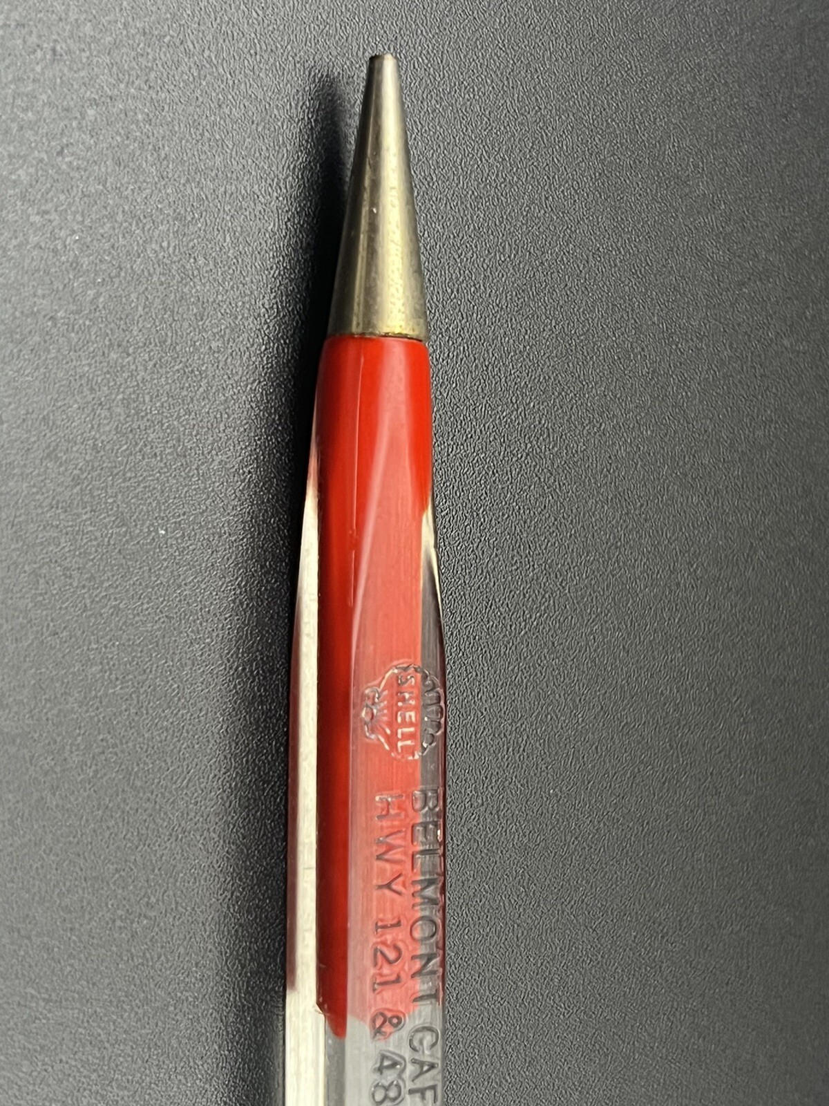 Vintage HA-WI-AN lucite mechanical pencil. Shell Oil Belmont Cafe Decatur IL