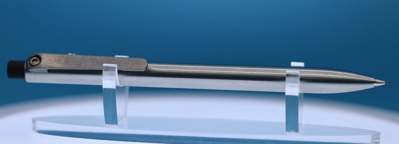 Tactile Turn Titanium Pencil with Side Click and Clip – 0.5mm Lead w/extras