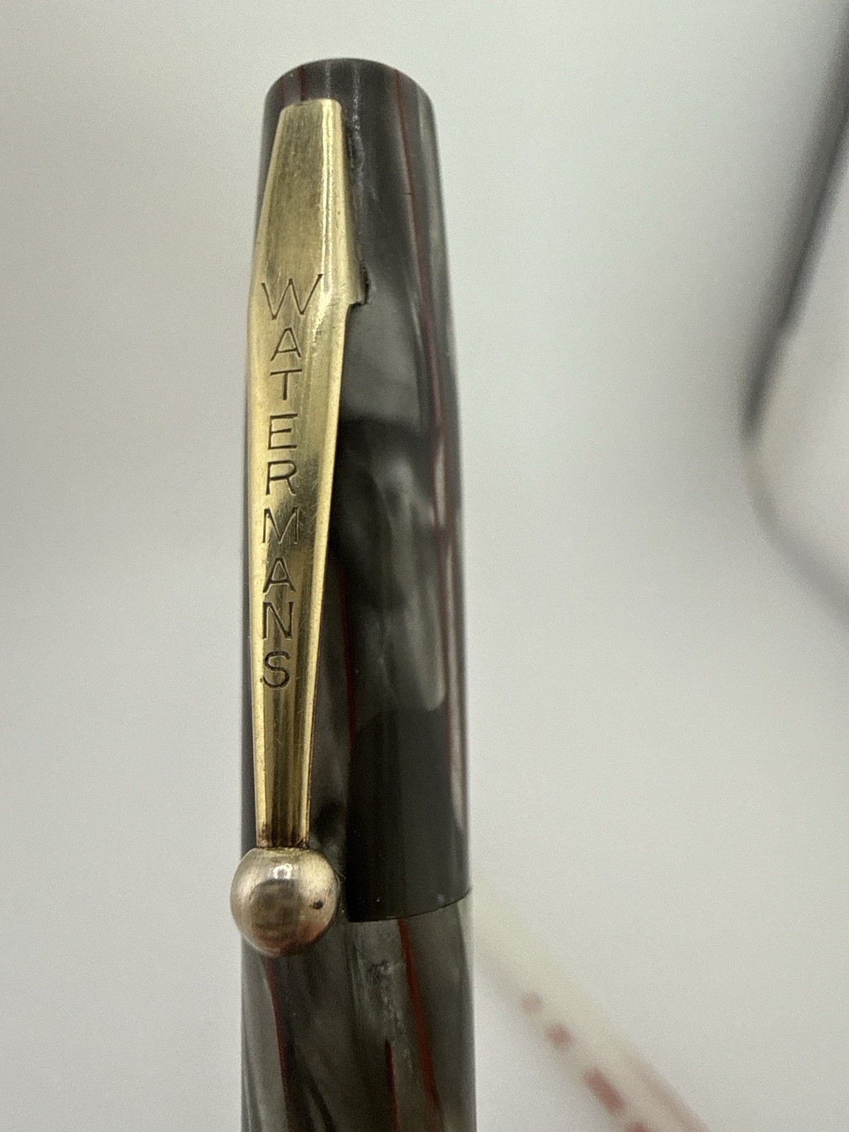 Vintage Waterman’s Commando Mechanical Pencil Gold Trim Gray Pearl Celluloid B1