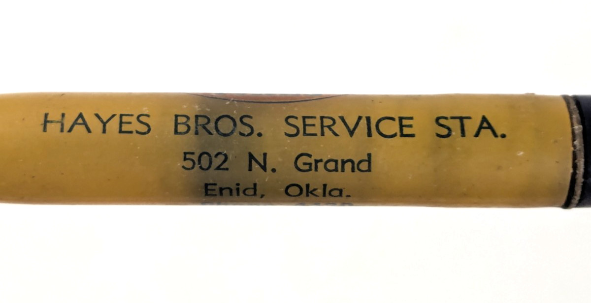 1940-50s – Hayes Bros Service Station Enid Oklahoma Ad Mech Pencil – B18D
