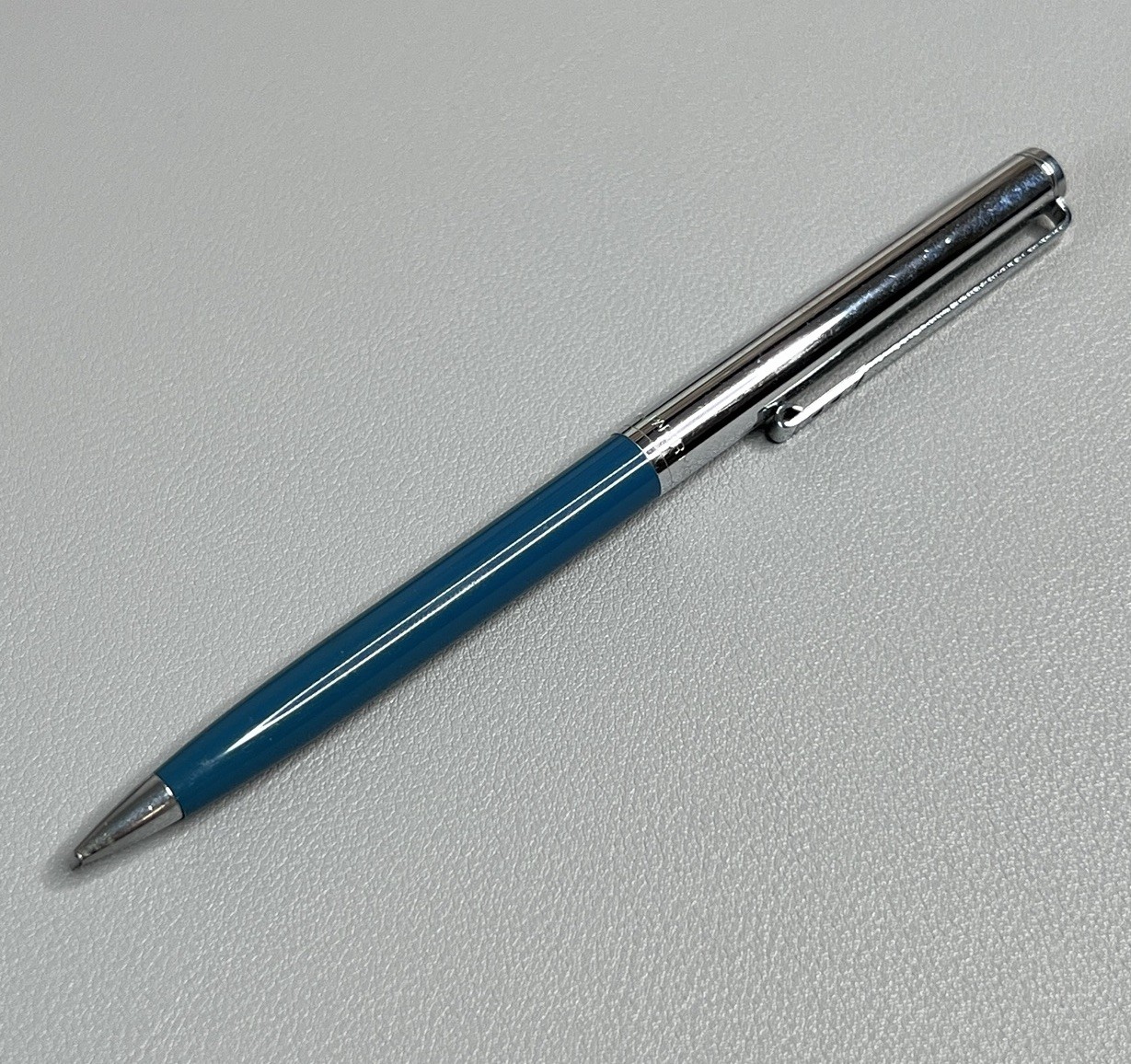 Vintage 1970s Paper Mate USA Mechanical Pencil Blue Chrome Double Heart Logo 70s