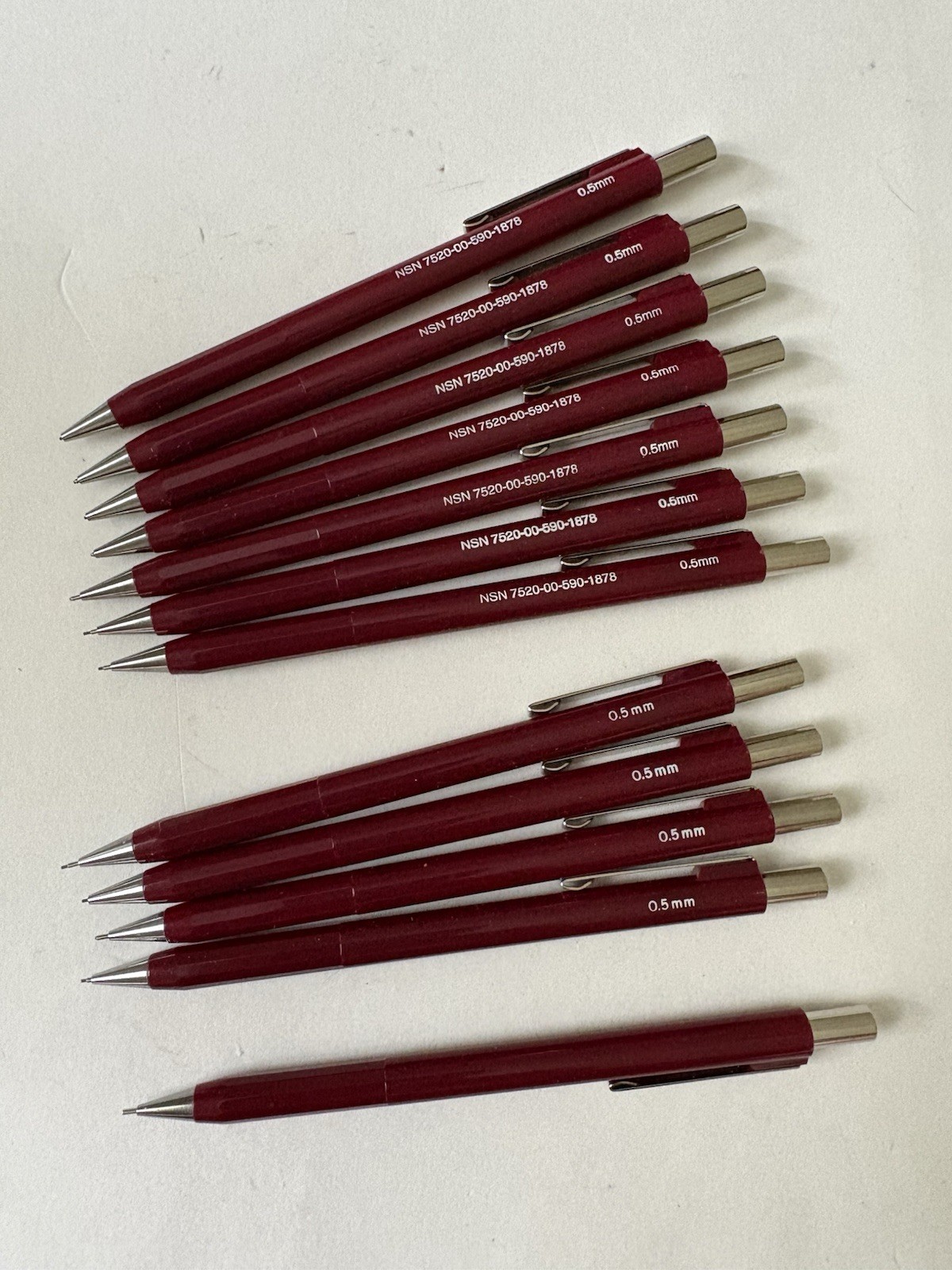 Box Unused 12 Fidelity SKILCRAFT BURGUNDY Mechanical Pencils 0.5 mm Push Action