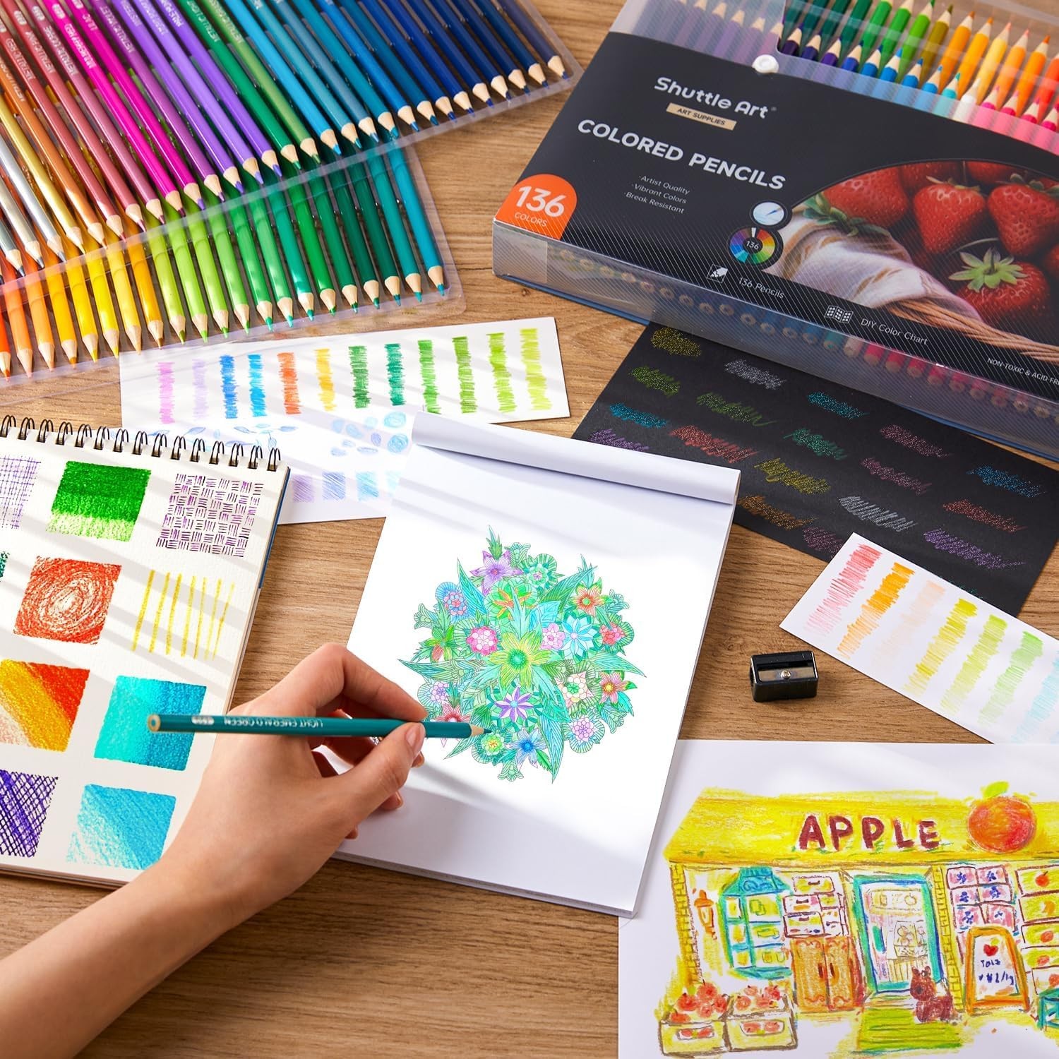 Shuttle Art 136 Color Pencils for Adult 1 Count (Pack of 136), 136 colour