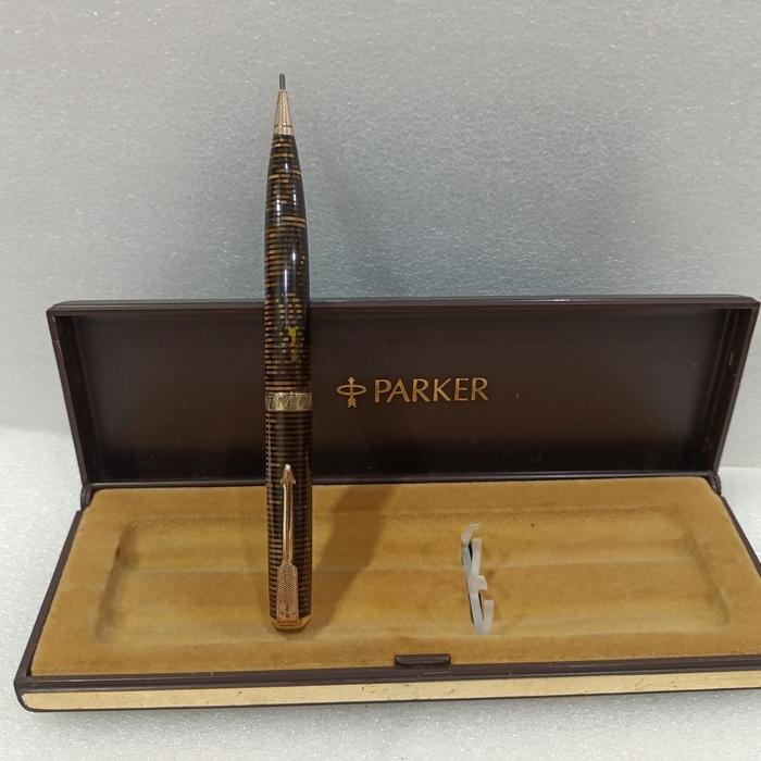 Vintage Rare Parker Vacumatic Mechanical Pencil Gold, Brown Black Stripes VP062