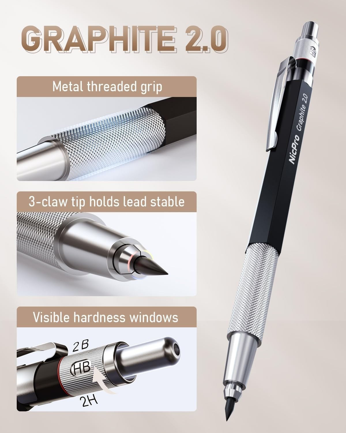 Ergonomic Mechanical Pencil Set – 30PCS with Lead Refills & Leather Storage Case