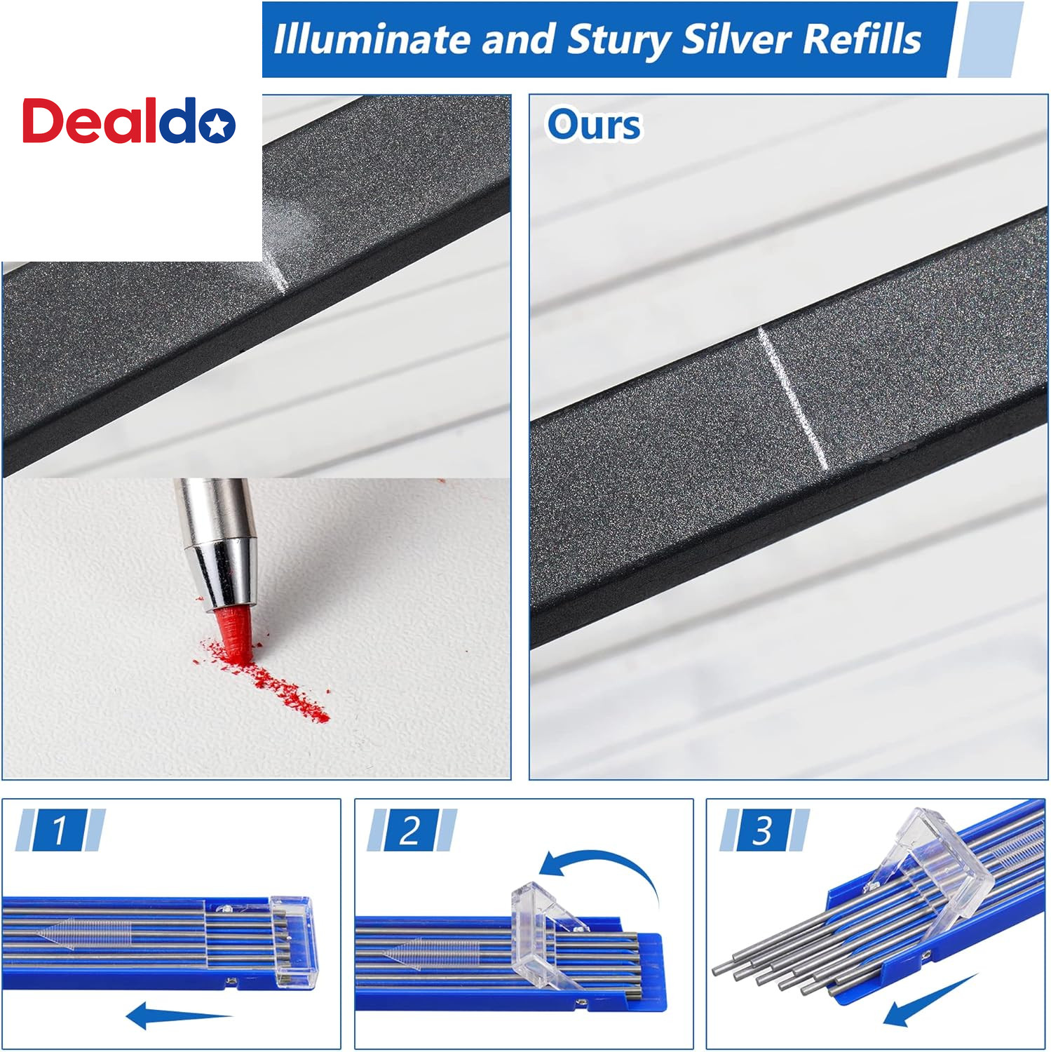 4 Pcs Welders Pencil with 48 Pcs Silver round Refills, Mechanical Pencils Metal