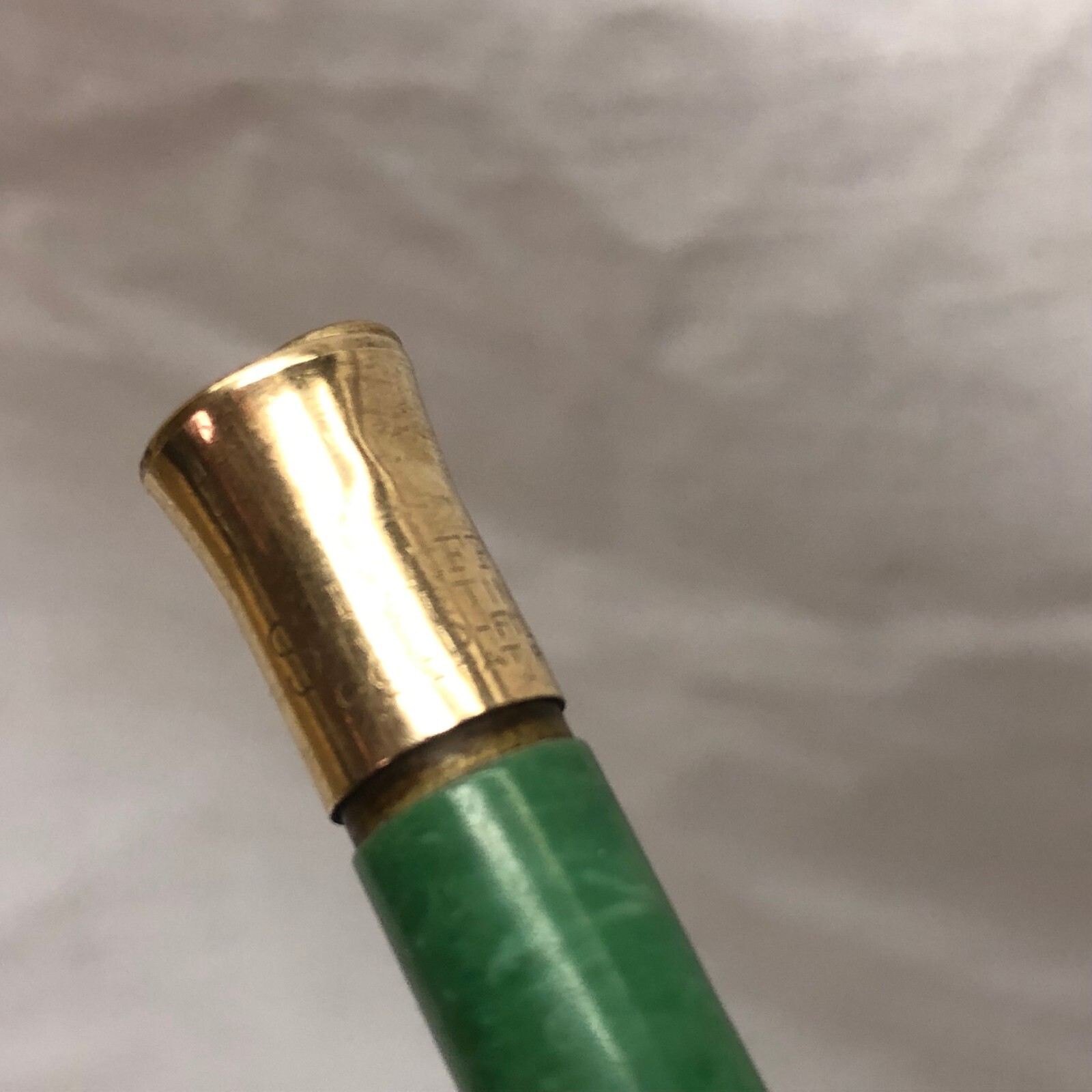 Vintage Sheaffer’s Mechanical Pencil Ring Top Vest Gold Filled Green Swirl