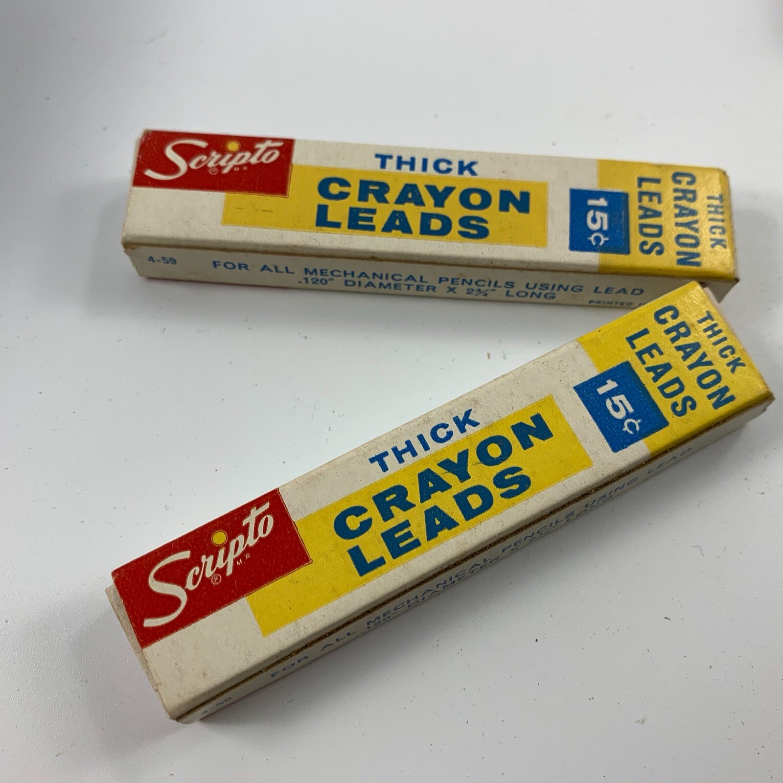 Two Boxes Of Vintage Scripto Thick Crayon Mechanical Pencil Red Leads (8 Leads)