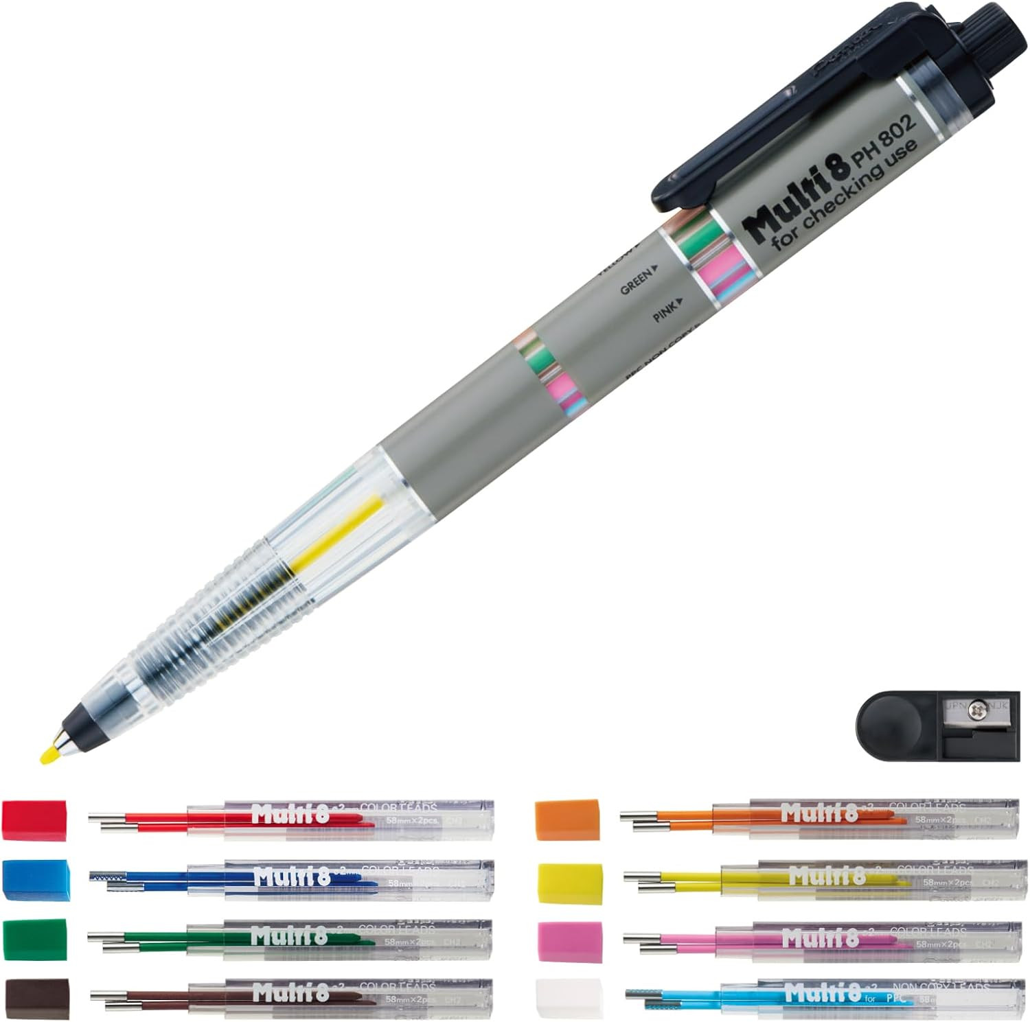 Pencil Lead Holder and Lead Set, Multi 8 Set (PH802ST)