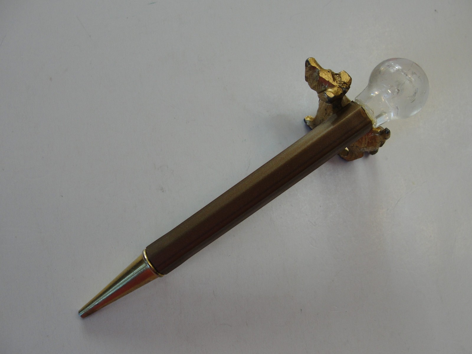 Vintage Bronze Metal Clear Ball Dialer 3 1/2″ Mechanical Pencil