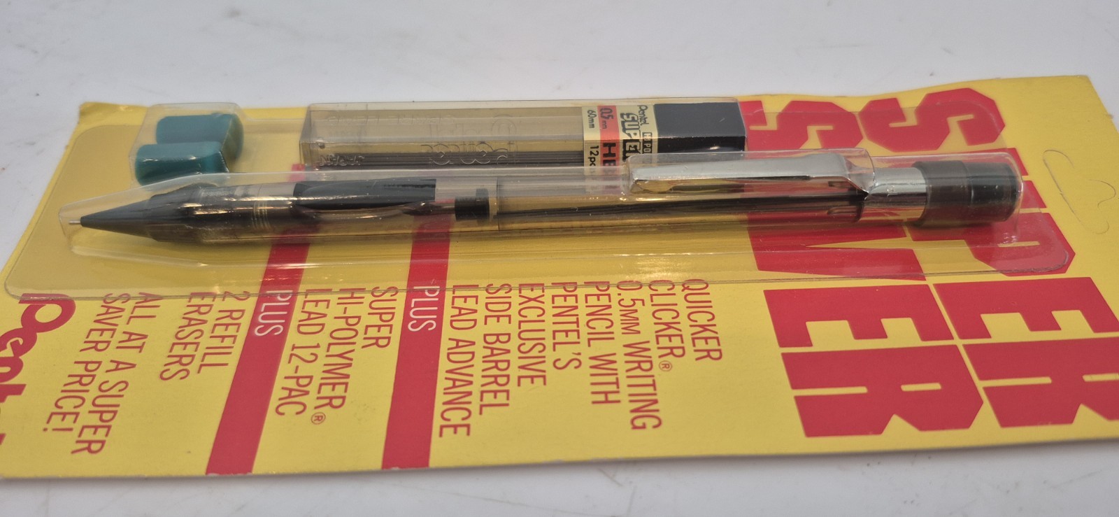 VTG Pentel PLE-BP Quicker Clicker Mechanical Pencil Clear Black 0.5mm USA NOS