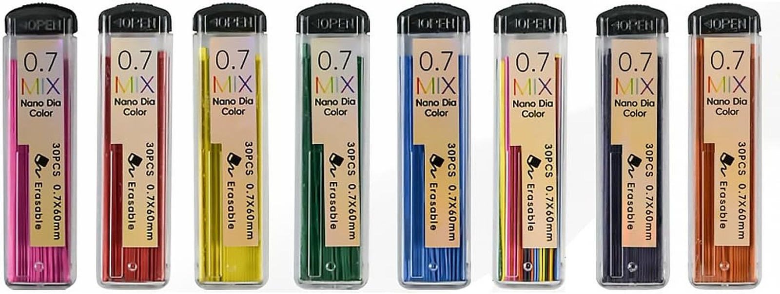 Color Mechanical Pencil Leads 0.7Mm 7 Color Set, 8 Pack/Total 240 Leads with Eco