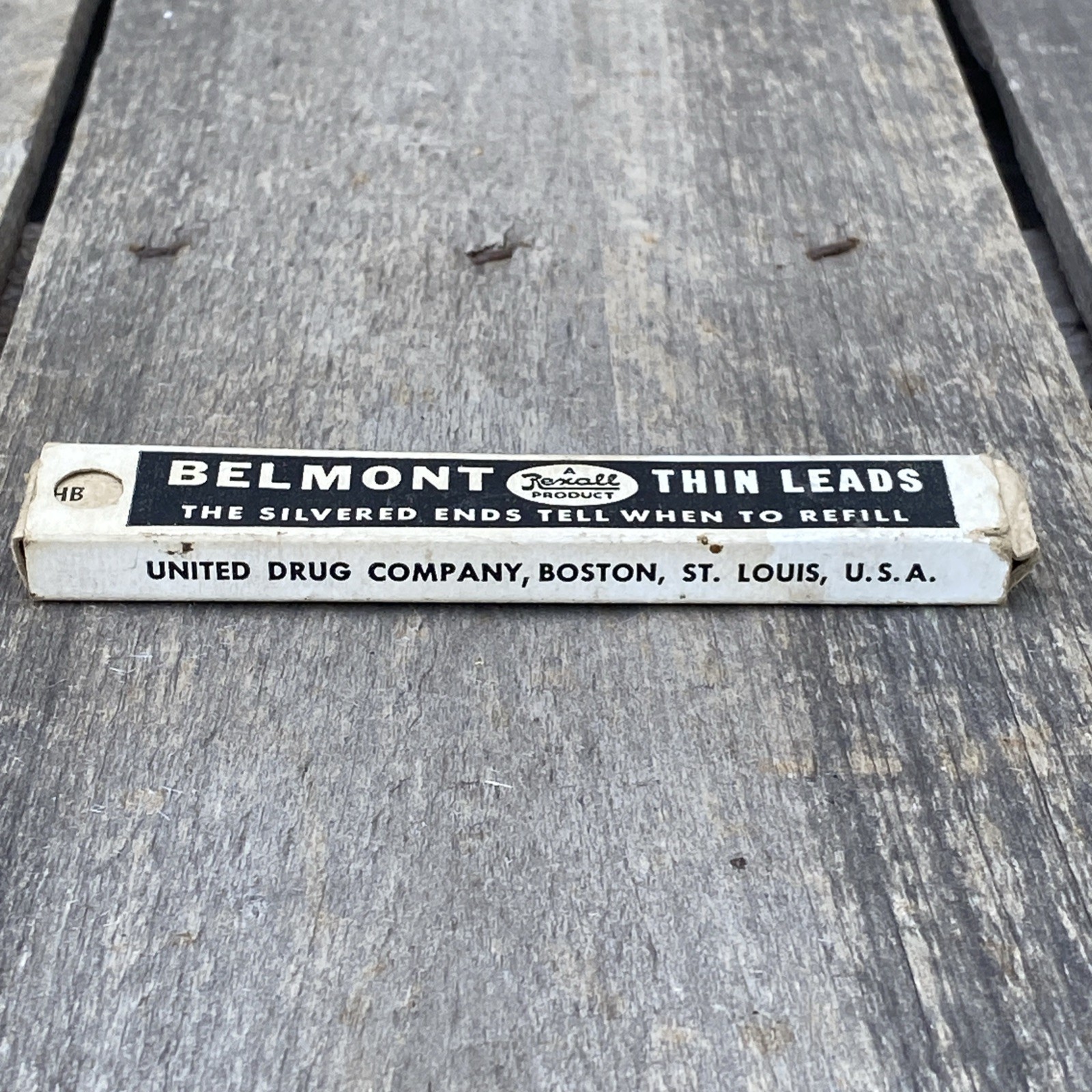 Vintage Rexall BELMONT HB Black 1.18mm Silvered Pencil Lead, Nearly Empty