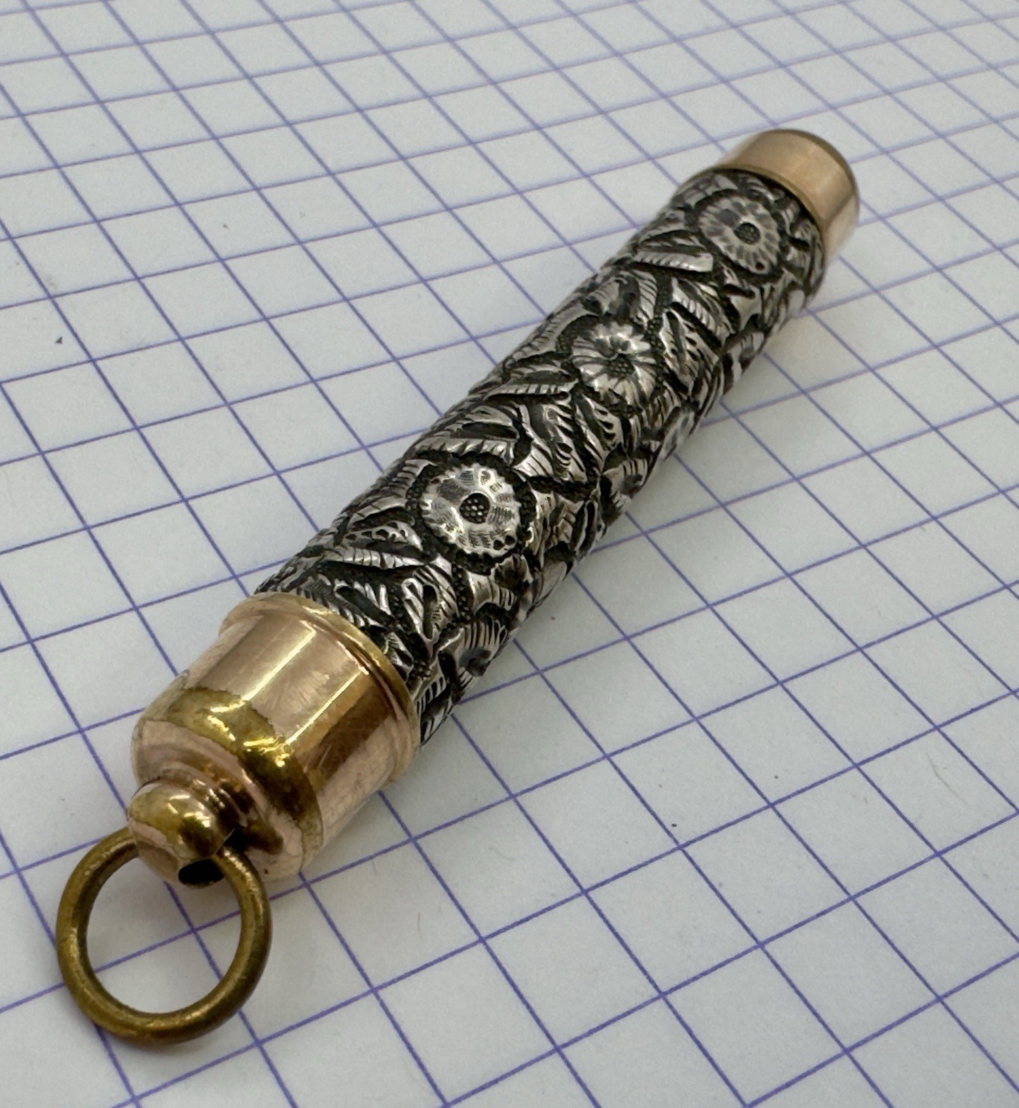 Victorian Sterling Silver / Gold Filled Floral Repousse Magic Pencil