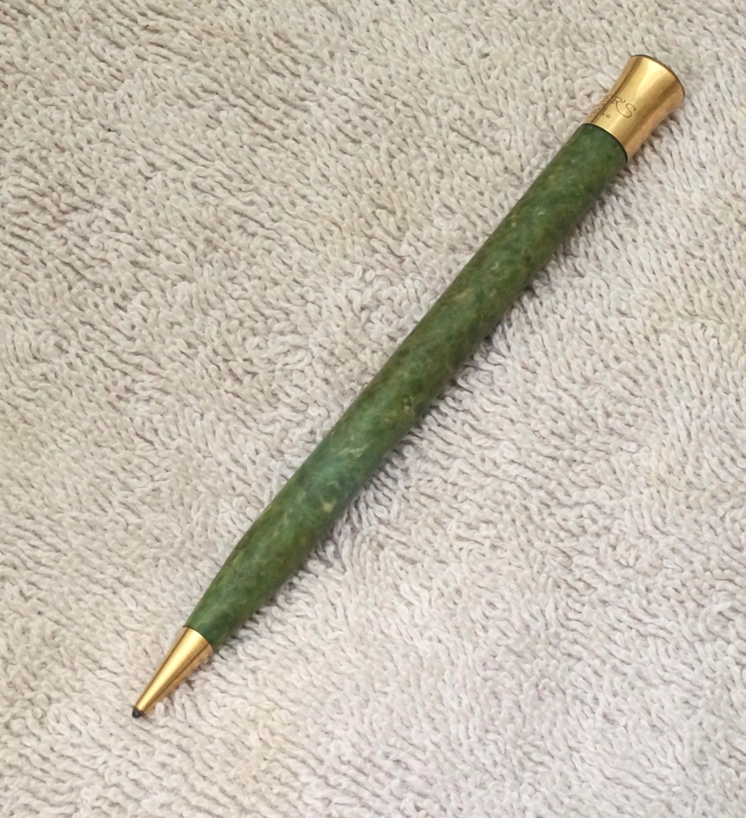 Sheaffer’s Lifetime Jade Green Ringtop Pencil Gold Filled Trim for Restoration