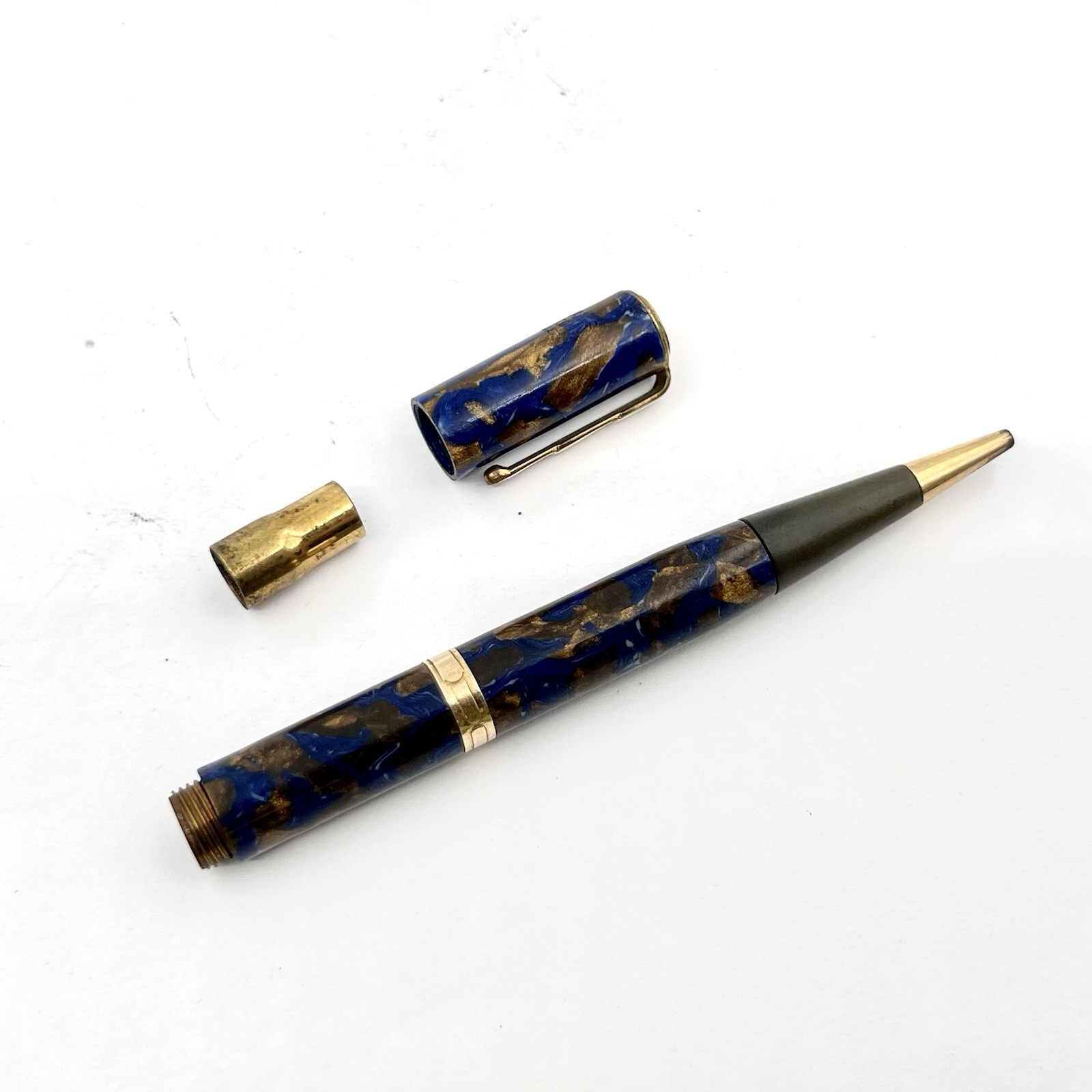 Waterman Lady Patricia Mechanical Pencil 4.25″ 1.1mm Blue Bronze Gold Trim