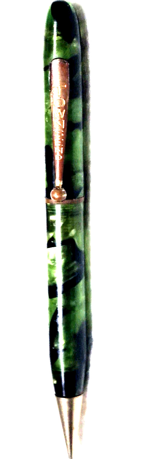 “TOWNSEND” TRANSLUCENT Greens +Black/Polished Brass Trim Working Mech Pencil