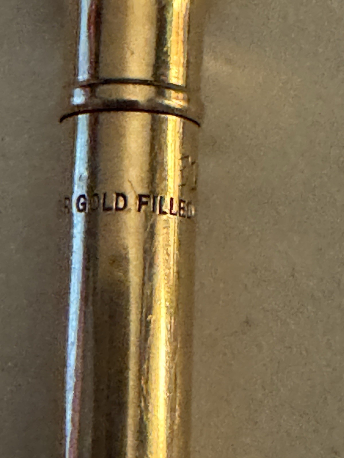 Antique Ever Sharp 4” Gold Filled Mechanical Pencil Chatelaine Ring Bead Chain