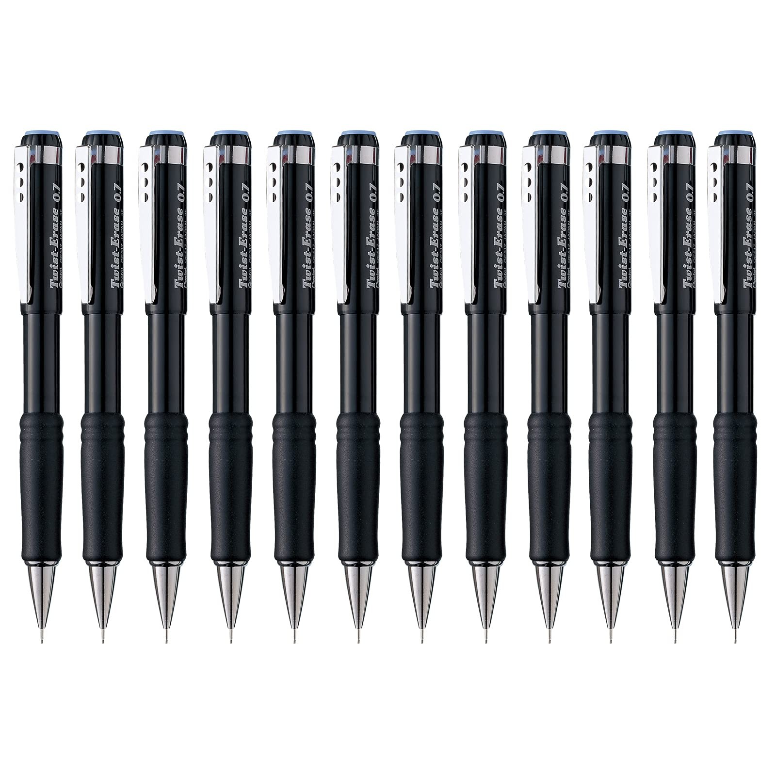 Pentel Twist-Erase III Mechanical Pencil, 0.7mm, Black Barrel, 12 Pack QE517A-12
