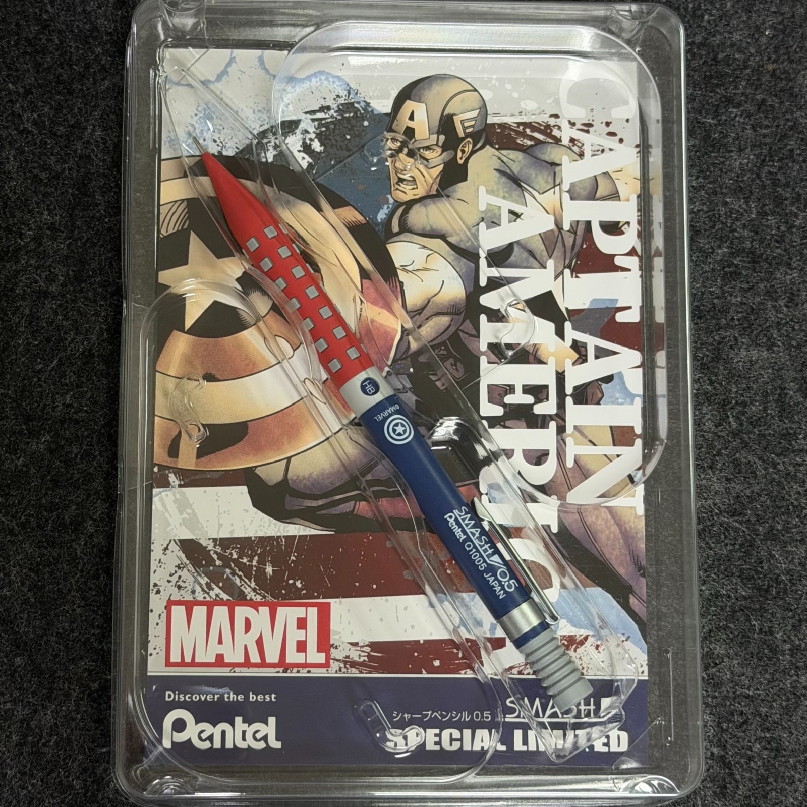 Pentel Smash Marvel Captain America 0.5mm Pencil Limited Edition Q1005-CAP
