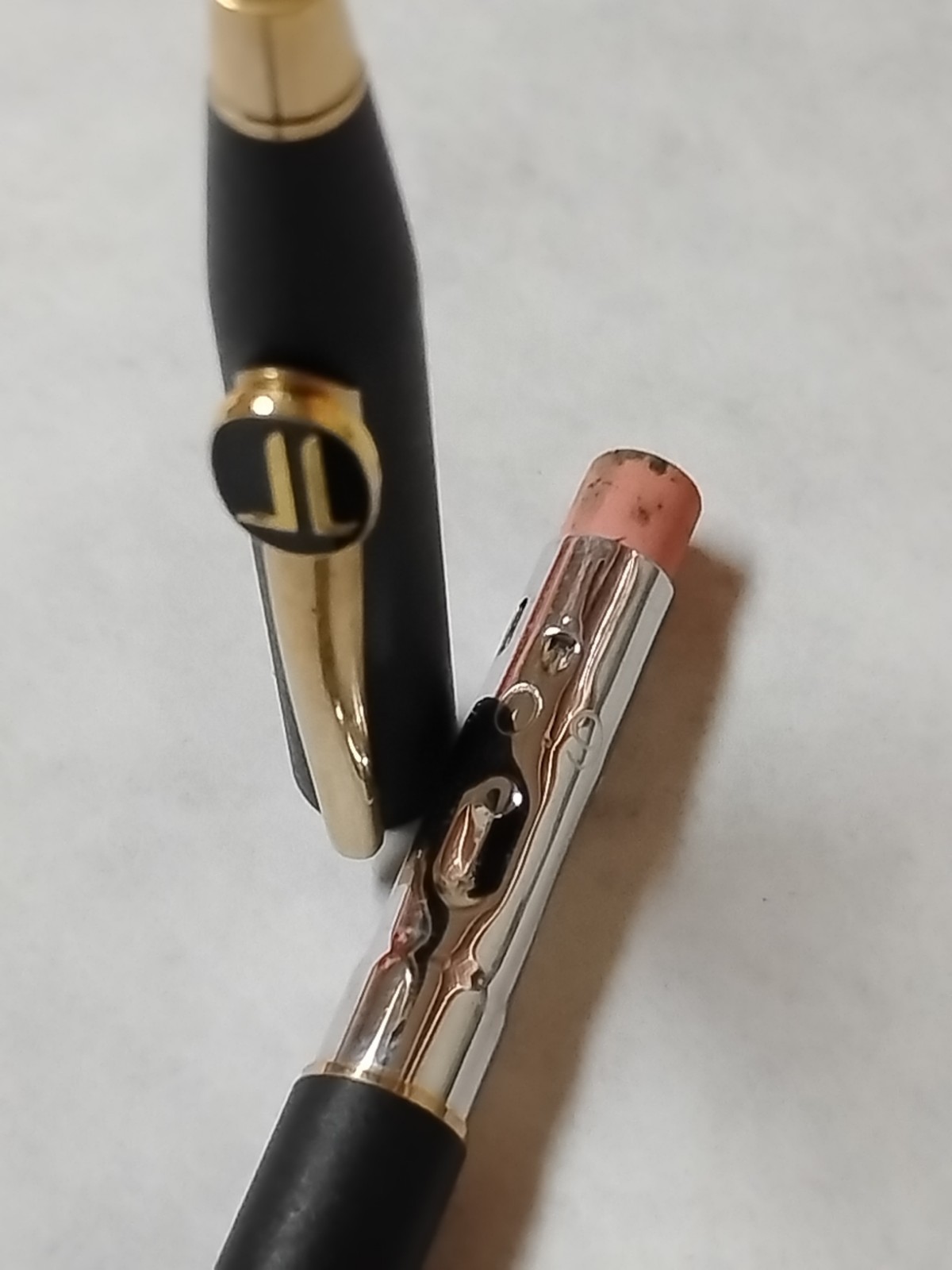 Vintage Cross Matte Black Gold Trim Mechanical Pencil J&L Steel Emblem Works #L2