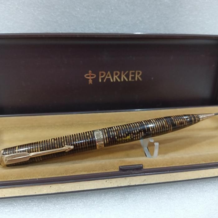 Vintage Rare Parker Vacumatic Mechanical Pencil Gold, Brown Black Stripes VP062