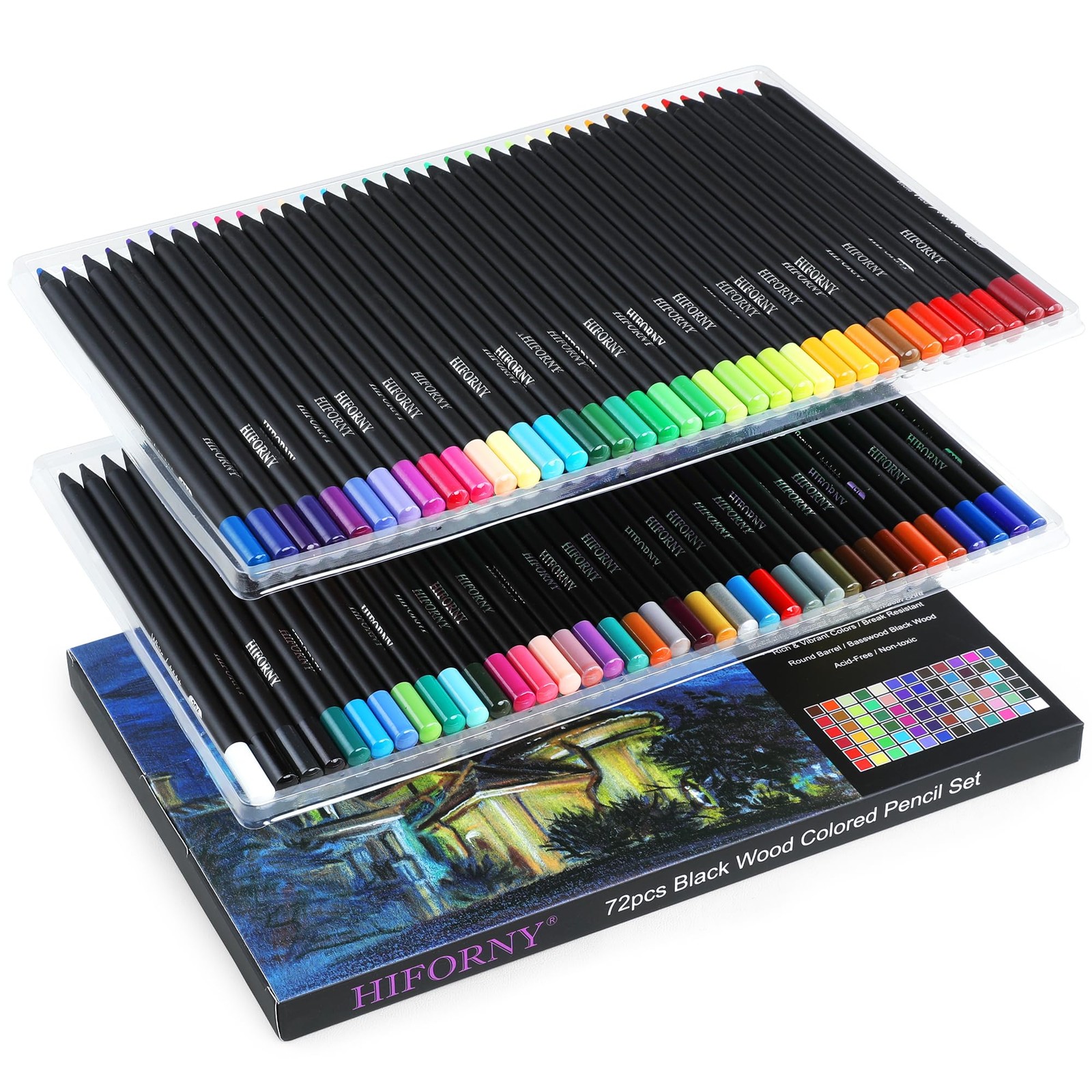 HIFORNY Premium Black Edition Colored 1 Count (Pack of 72), Multicolor