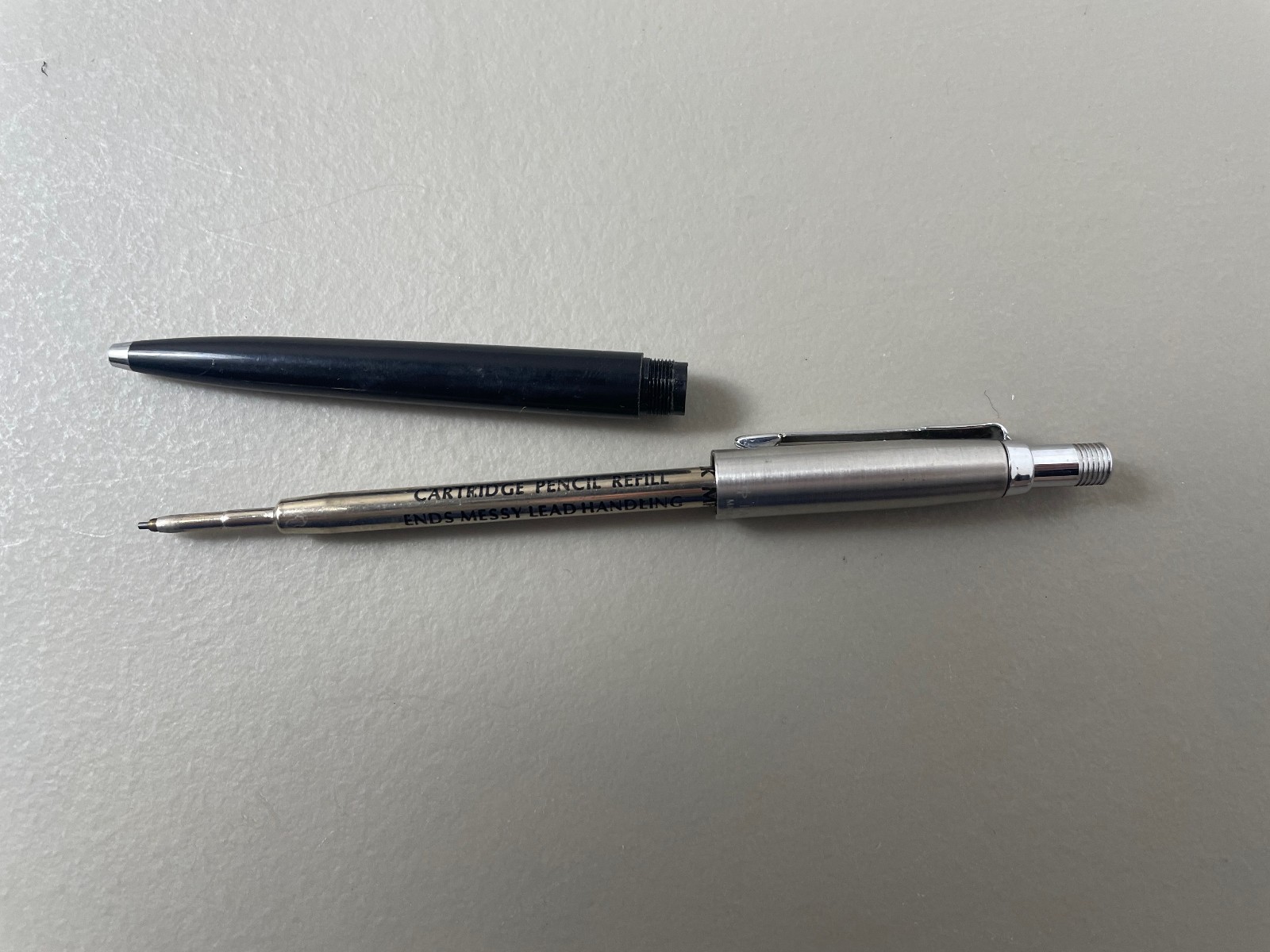 Vintage Parker Jotter cartridge mechanical pencil 0.9mm, black/brushed metal