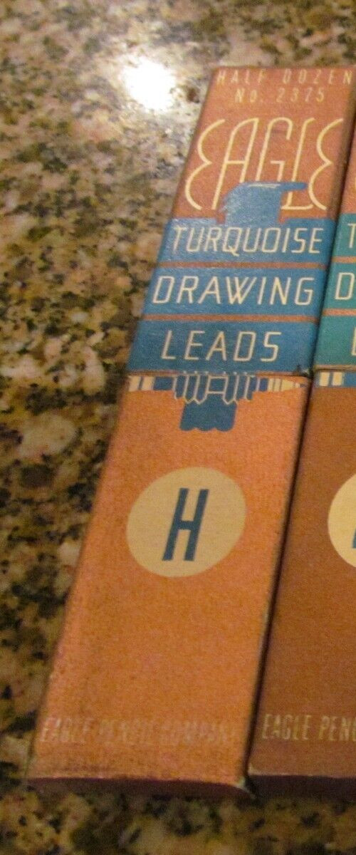 *4 Eagle Turquoise Drawing Leads No. 2375 (2) HB , 3H, H USA Made-Set Vintage
