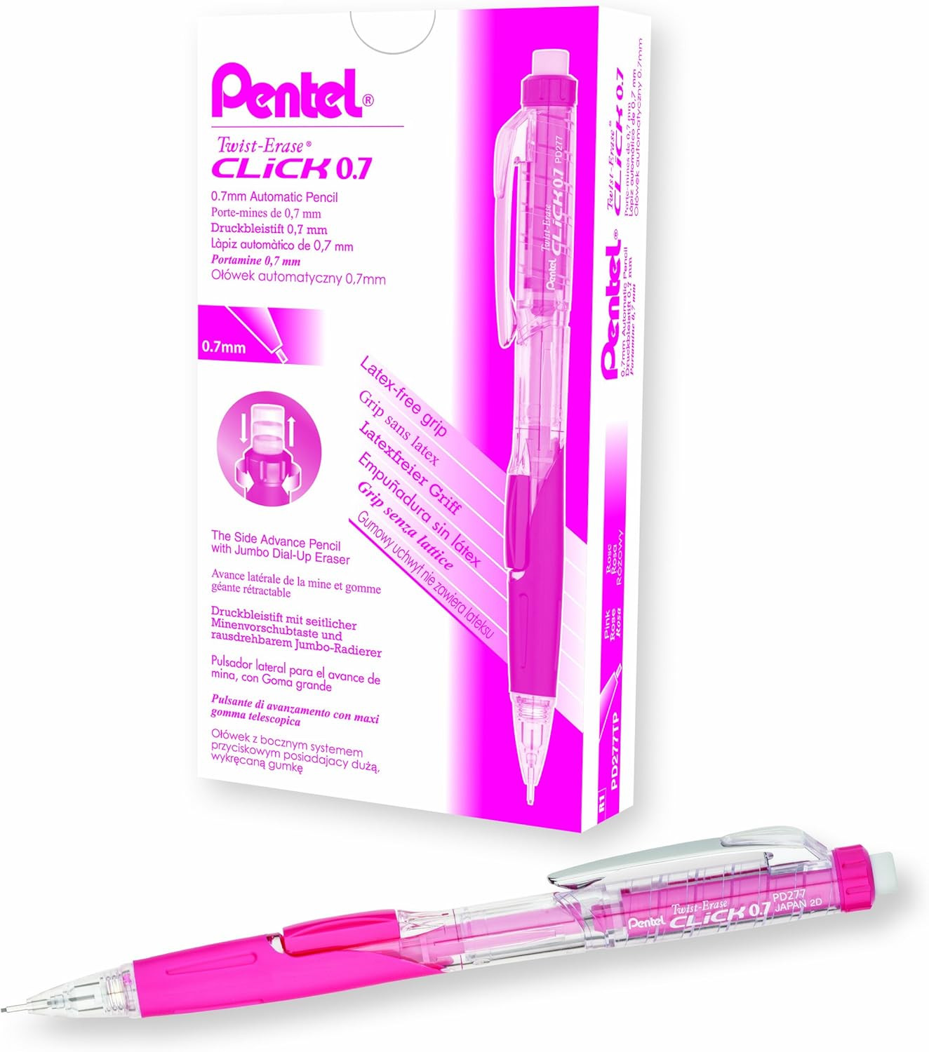 Twist-Erase Click Mechanical Pencil (0.7Mm) Assorted Pink Barrel Colors, Color M