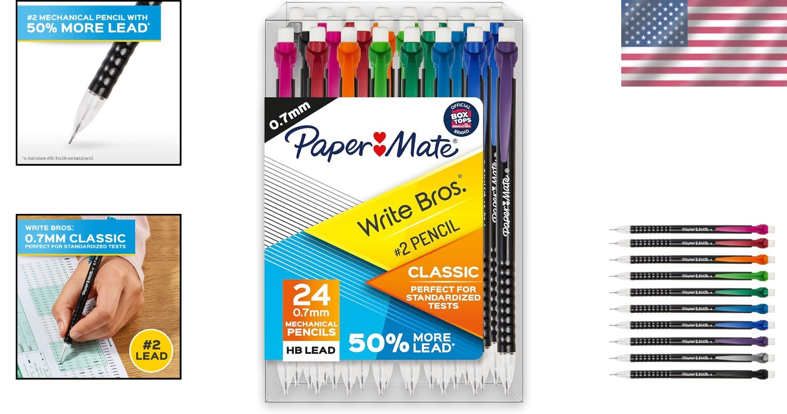 Write Bros. Classic 0.7mm Mechanical Pencils – 24 Count for Tests & School