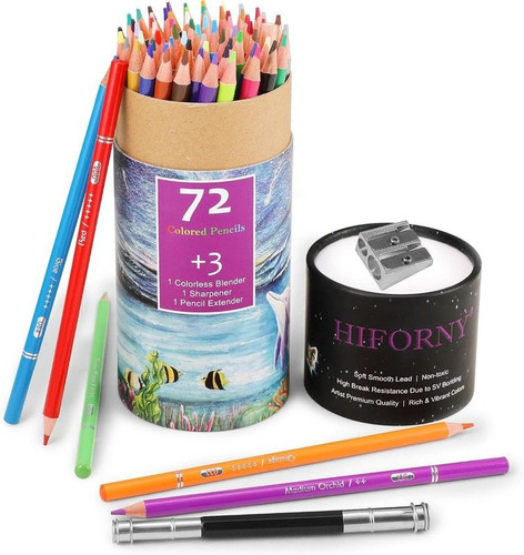 HIFORNY 75 Pack Colored Pencils Set for Adult Coloring,72 Colors 72 Colores