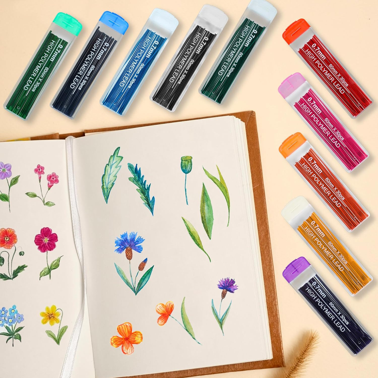 10 Color Lead Refills 300 Pieces Colored Mechanical Pencil Lead Refills for H…
