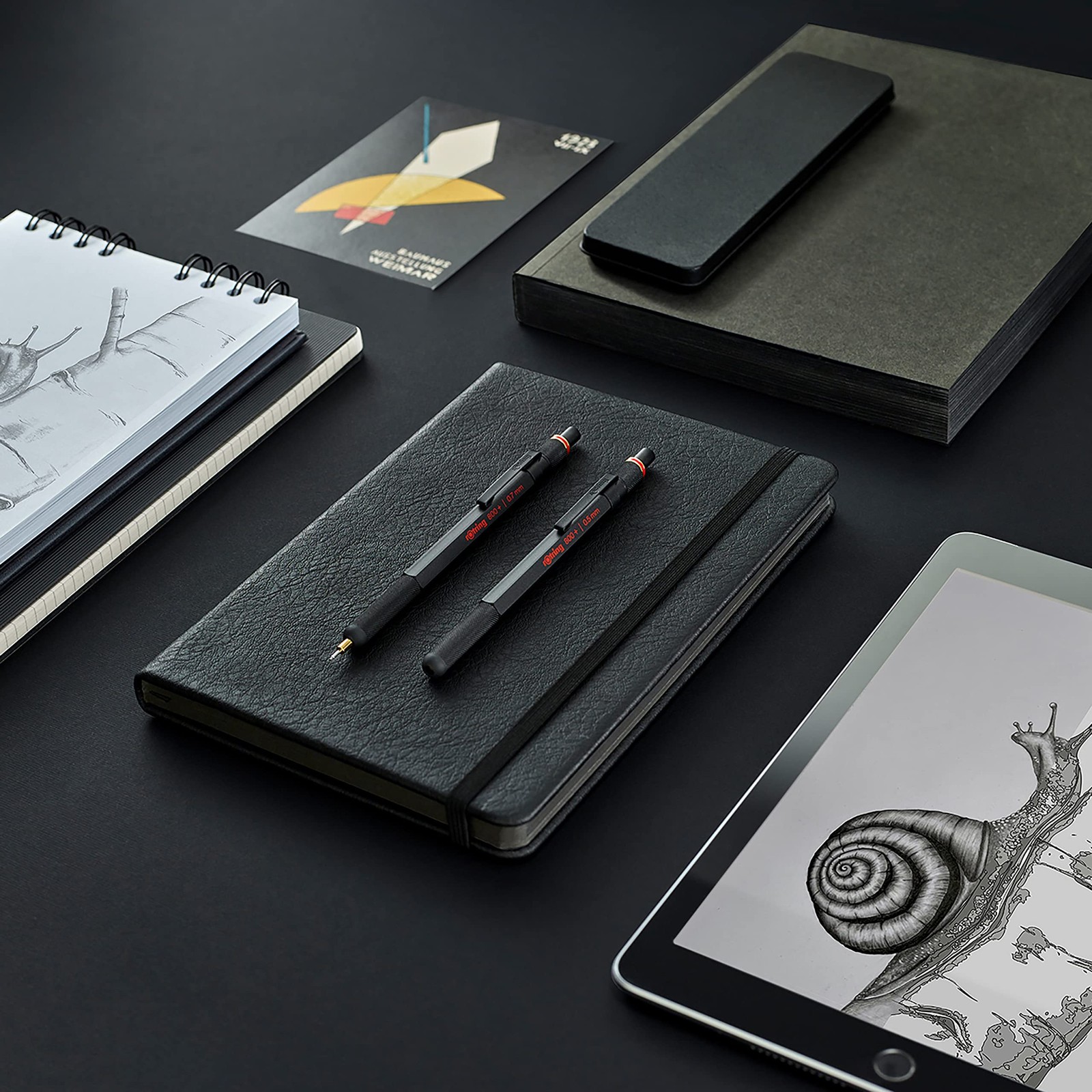 rOtring 1900182 800+ Mechanical Pencil and Touchscreen Stylus, 0.7 mm, Black