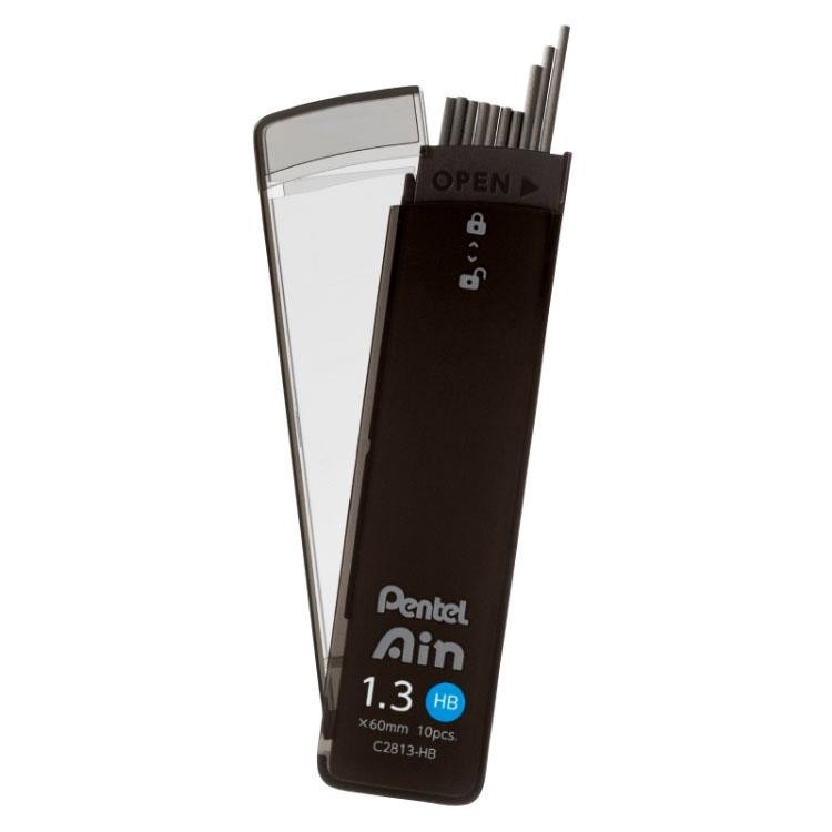 Pentel Ain Mechanical Pencil Lead 1.3 mm HB,10 pieces.,C2813-HB