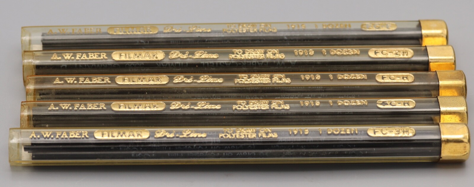 VTG Lot A.W. Faber Drawing Leads Filmar Dri-Line 1915 3H 2H H(2) F + 2 Pencils