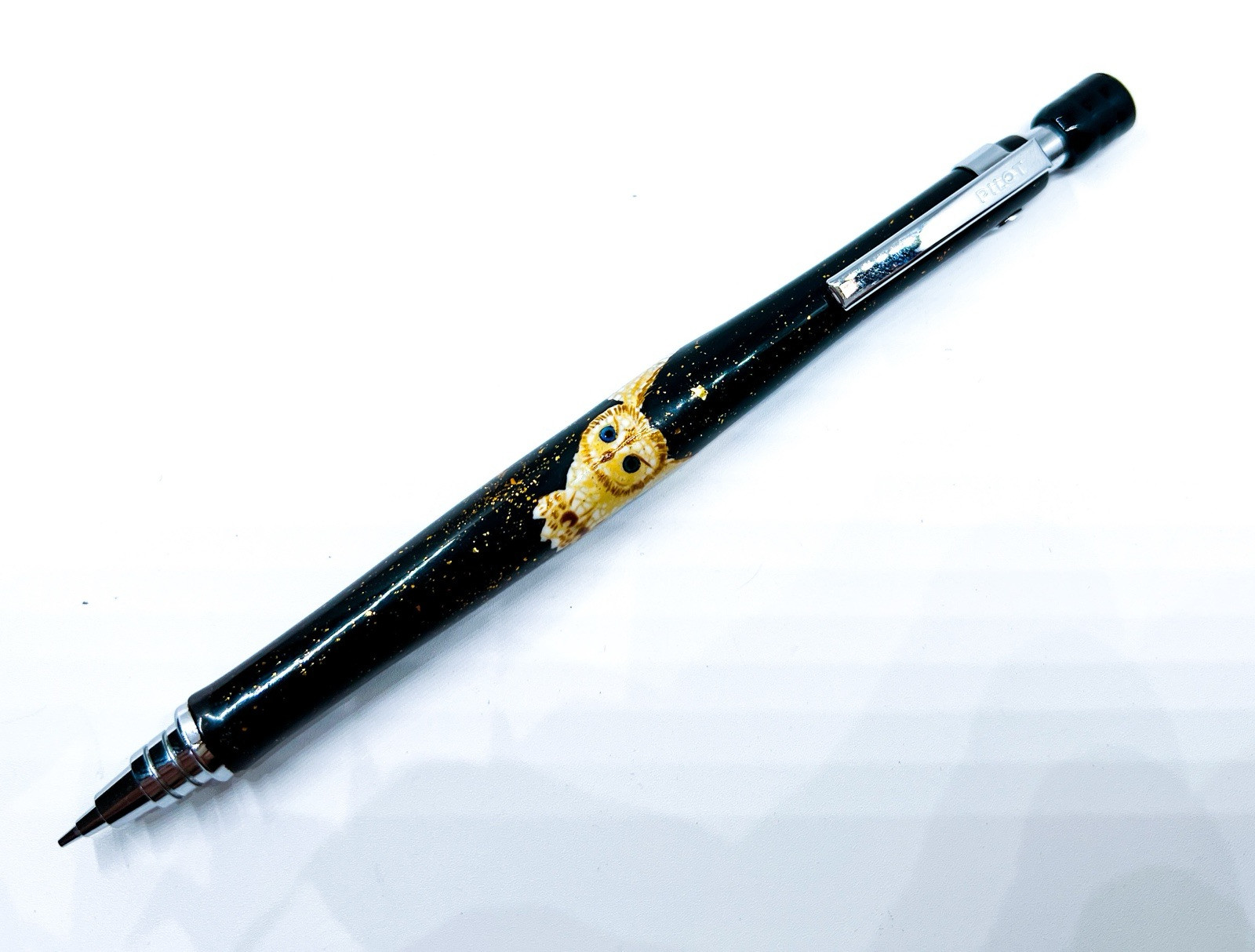 New Handmade Urushi Makie Egg Shell Owl Mechanical Pencil automatic lead Fill