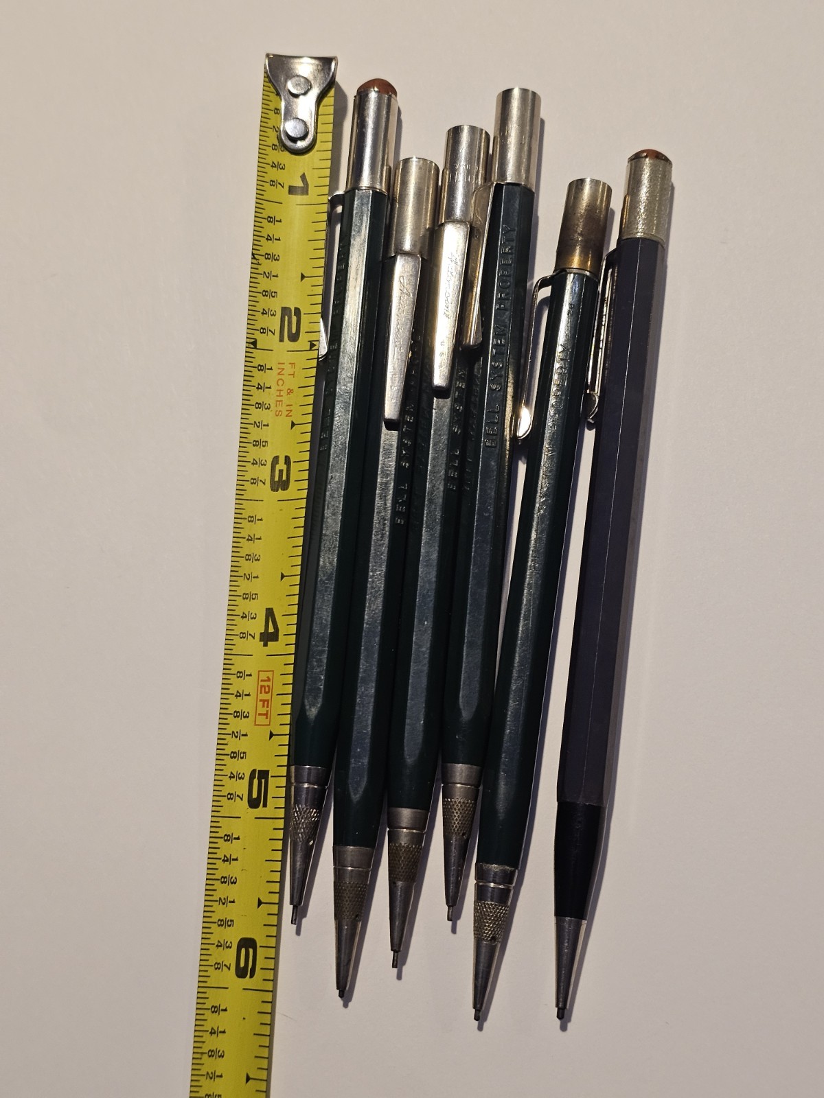 Vintage Green Durolite Bell System Property Mechanical Pencils Lot Of 6