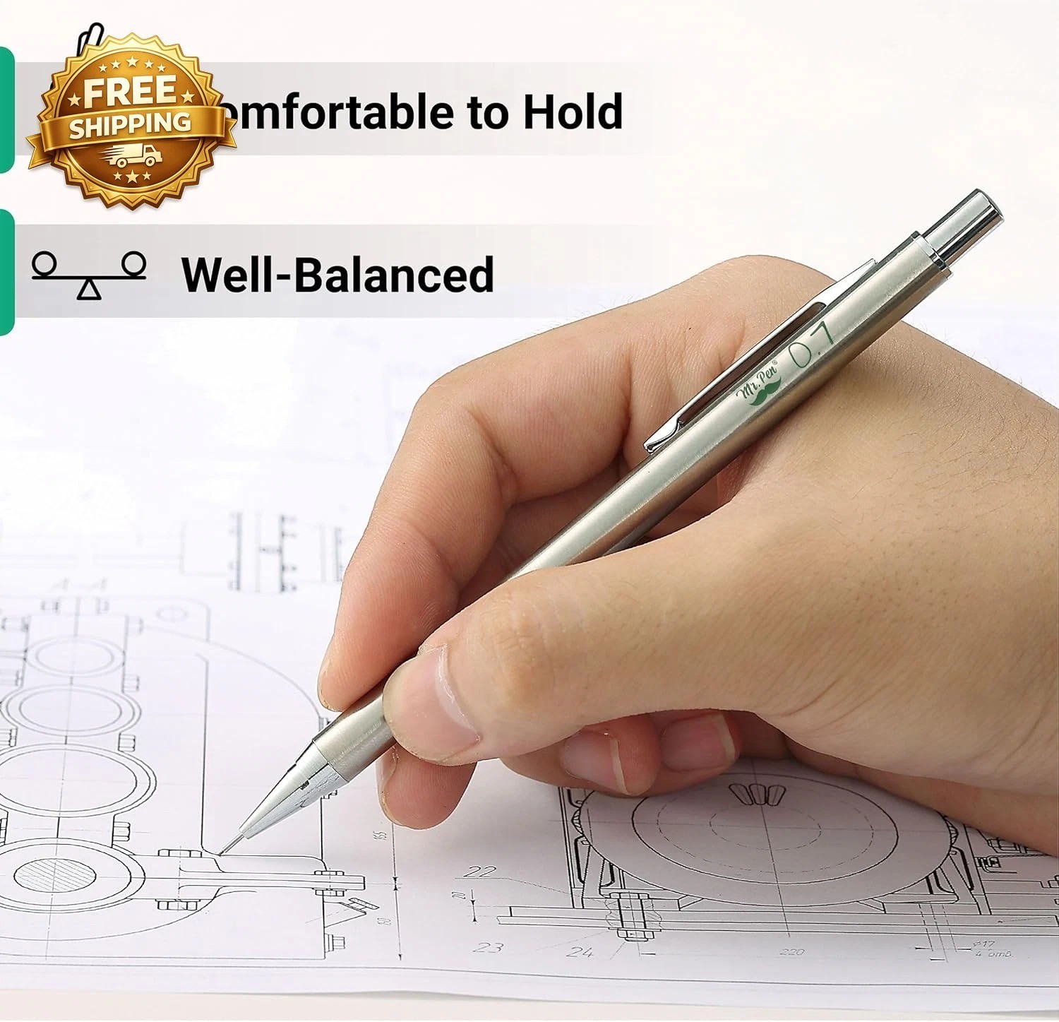 Metal Mechanical Pencils 0.7Mm, 2 Pack Lead Pencil Mechanical Pencil Metal