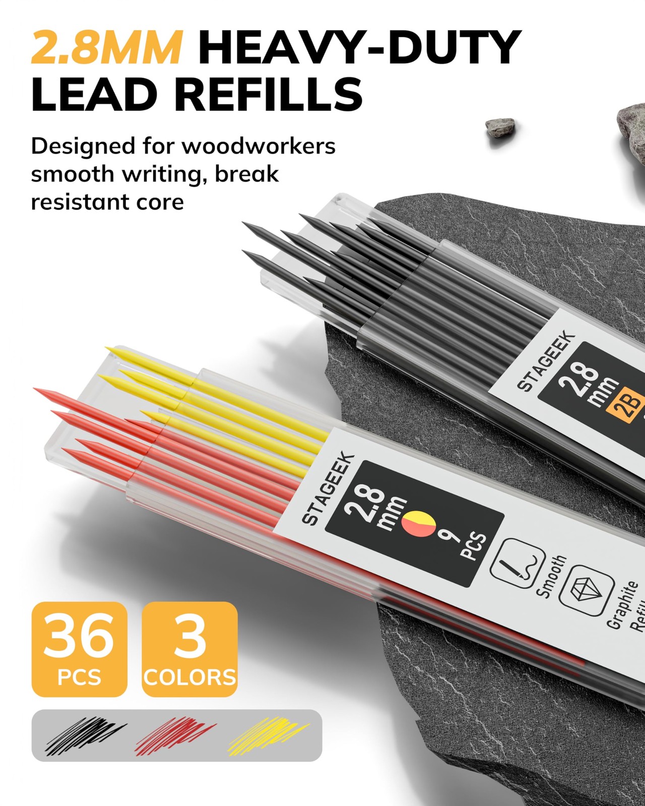 STAGEEK 2 Pack Carpenter Pencils with 5 Count (Pack of 2), Red/Black