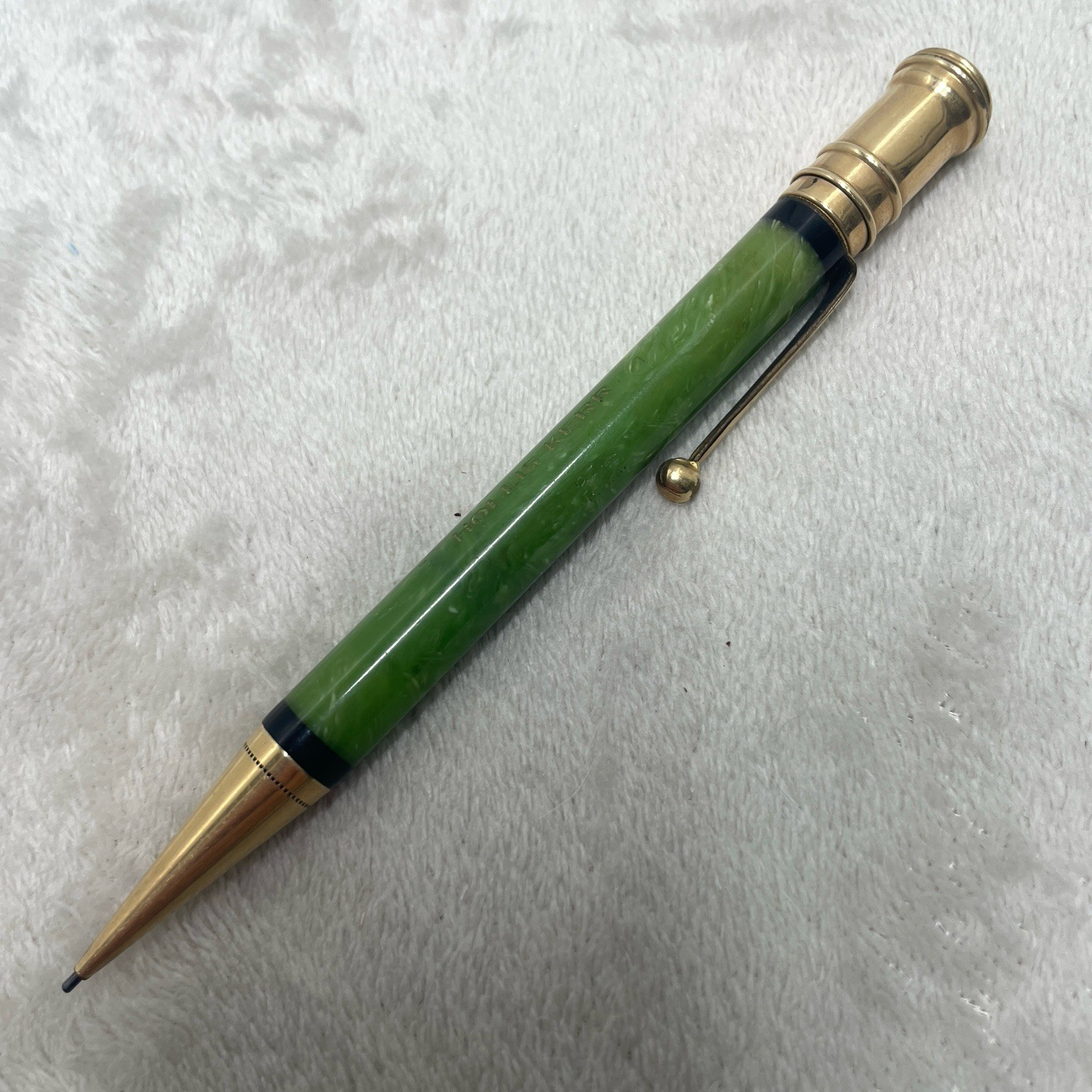 1920s Parker Jade Green Mechanical Pencil Clip Vintage USA Engravd ‘Hollis Kerr’