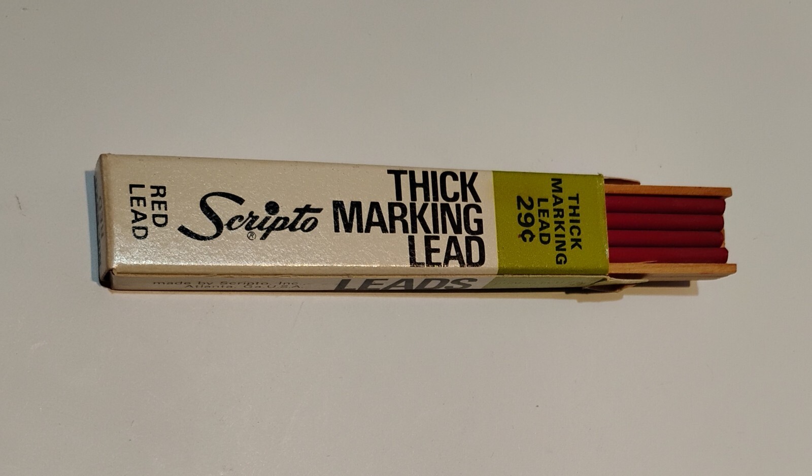 Vintage Scripto Thick Marking Lead -Red – 1 pack – 4 Sticks -New Old Stock