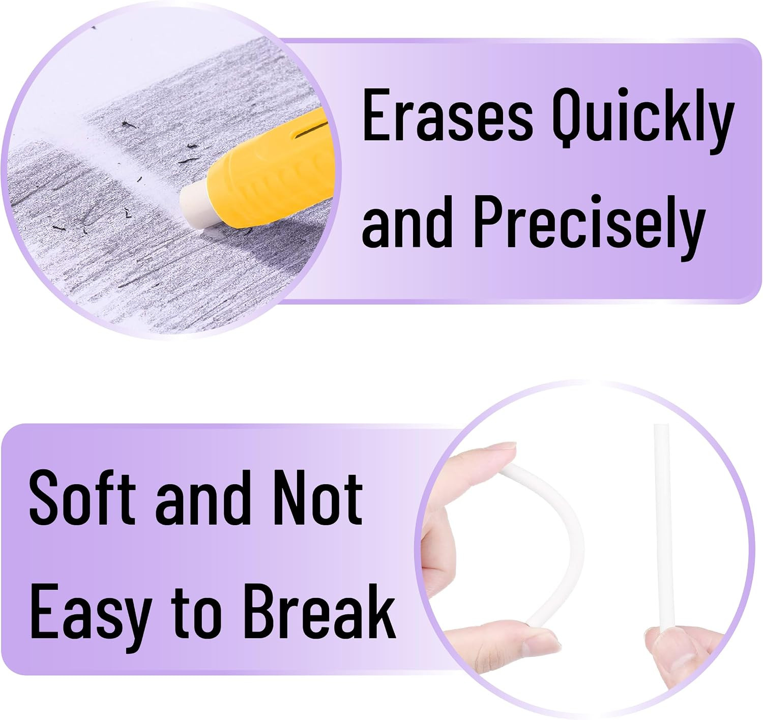 – Retractable Mechanical Eraser Pens, 6 Pack, Ice Cream Colors | Latex-Free Prec