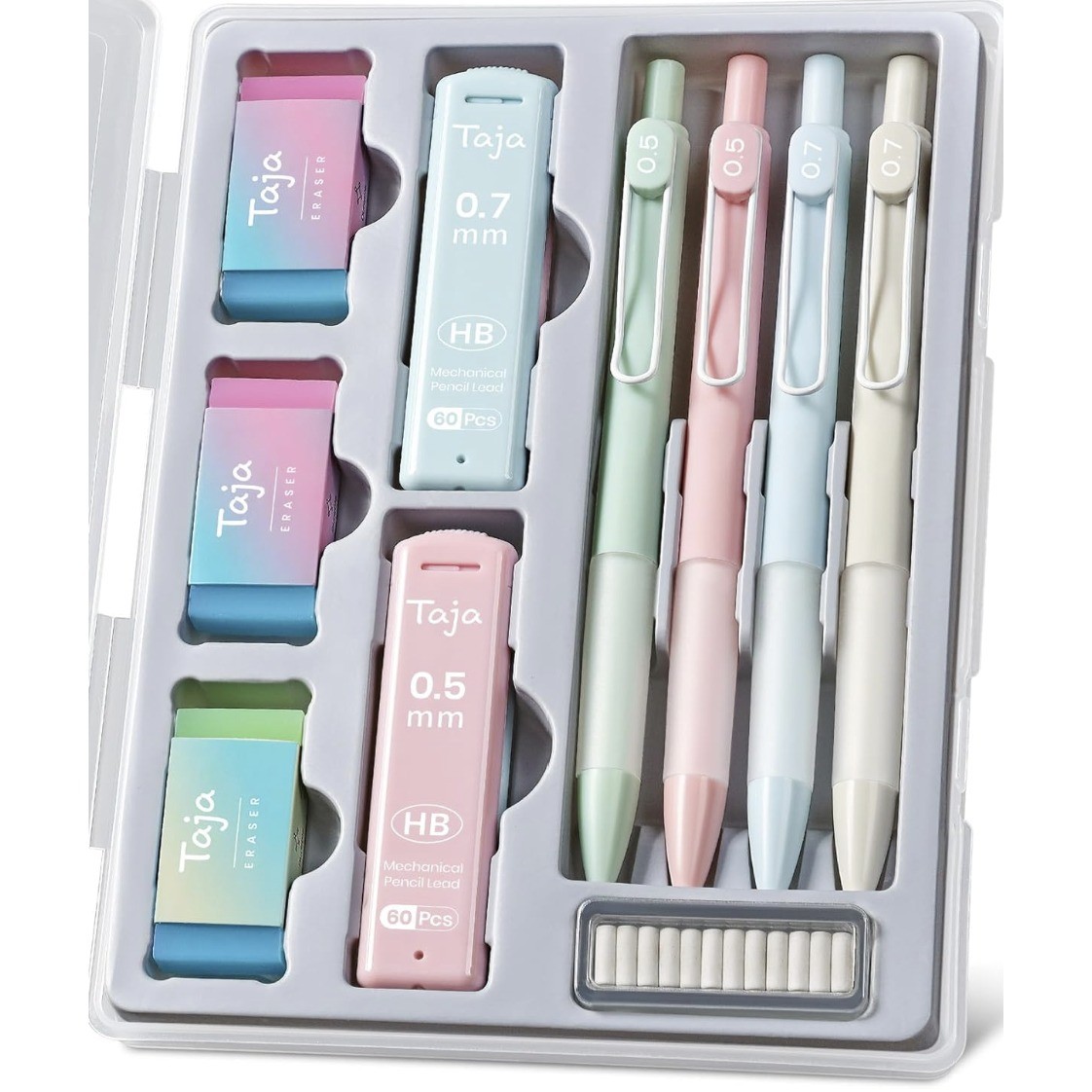 Taja Cute Mechanical Pencil Set 4 Pcs Pastel Mechanical Pencils 0.7 & 0.5mm